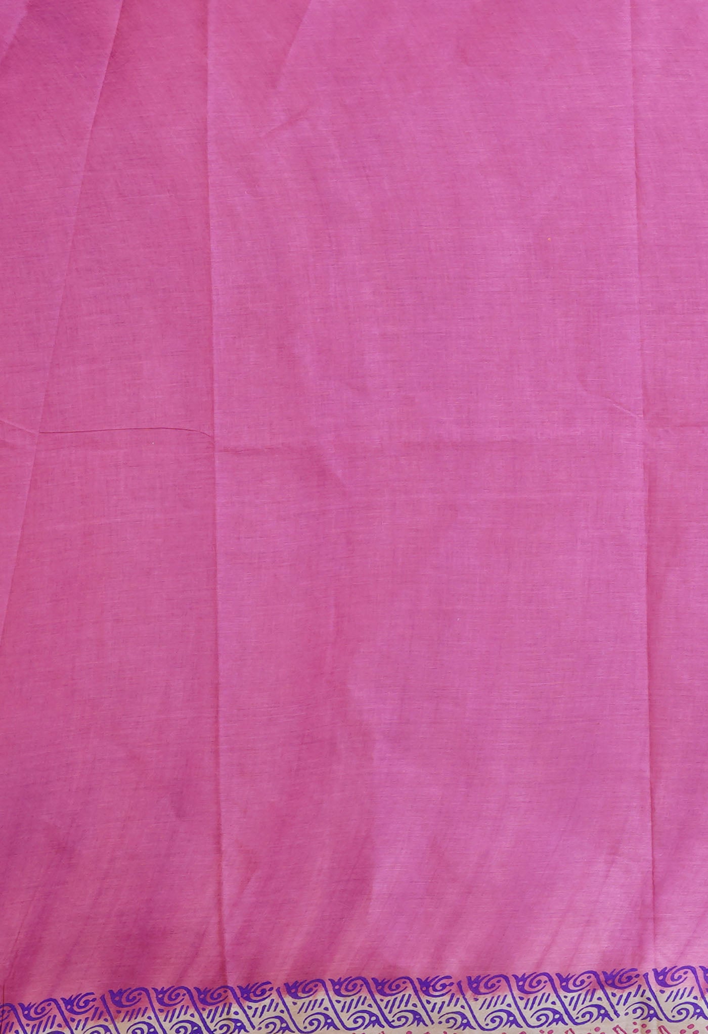 Beige-Pink Pure Dyed Hand Block printed Soft Cotton Saree-UNM79988