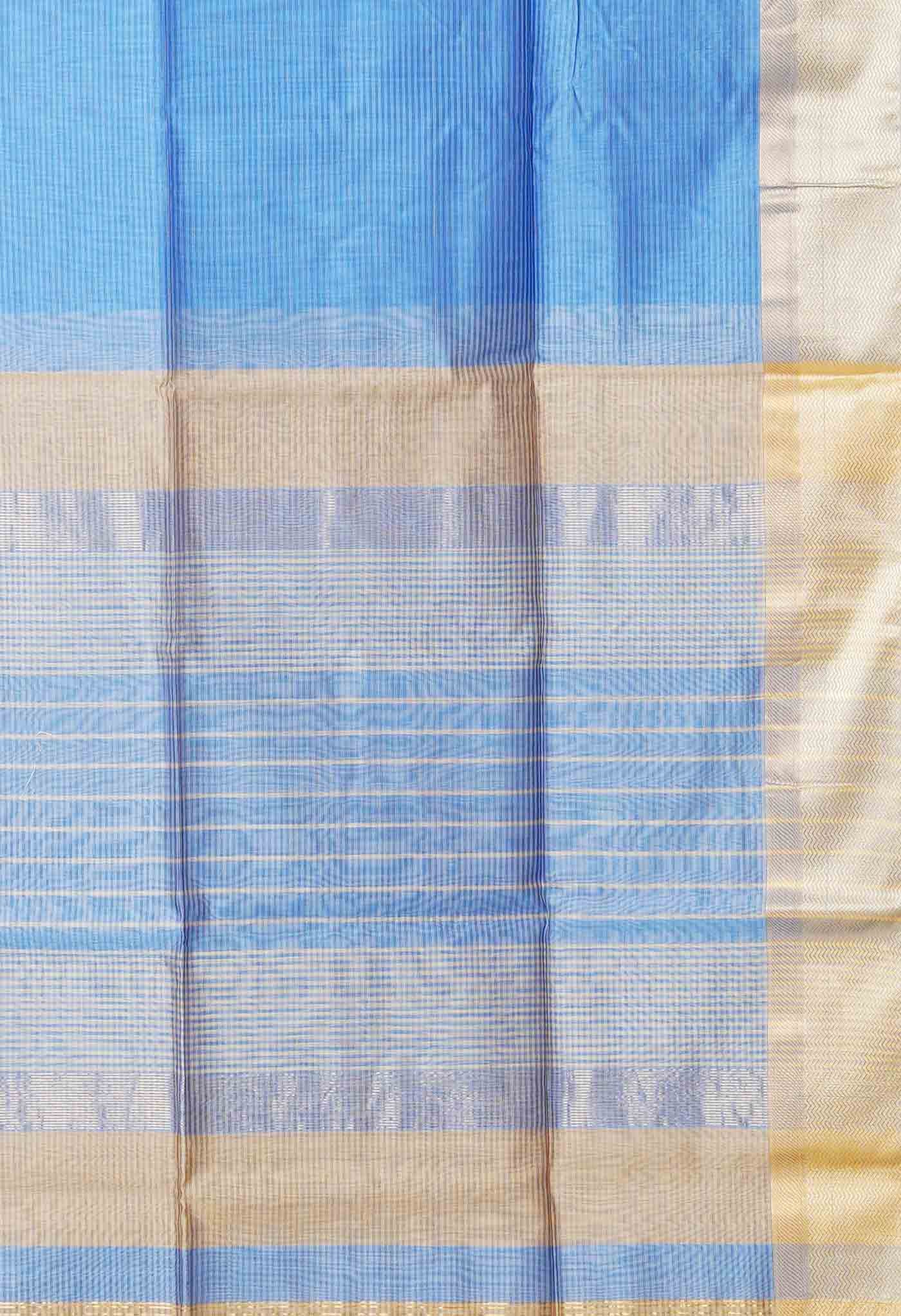 Blue Pure Handloom Maheshwari Sico Saree-UNM79994