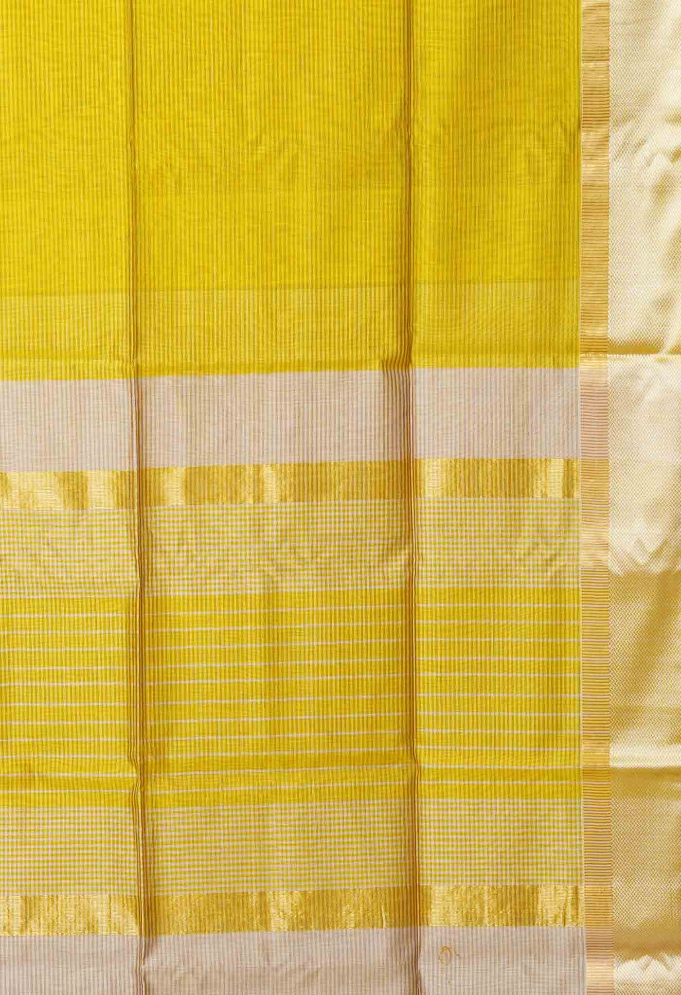 Yellow Pure Handloom Maheshwari Sico Saree-UNM79995