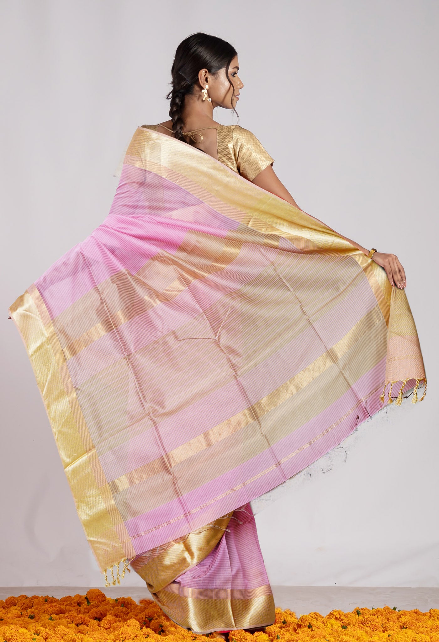 Pink Pure Handloom Maheshwari Sico Saree-UNM79996