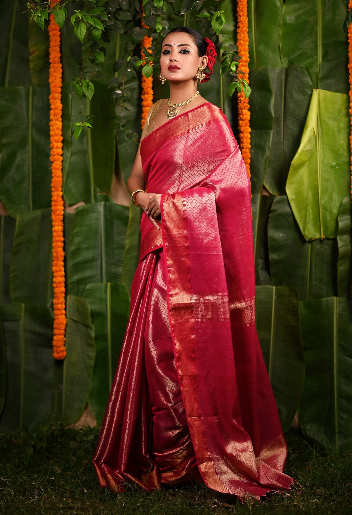 Pink Pure Handloom Maheshwari Sico Saree-UNM80002