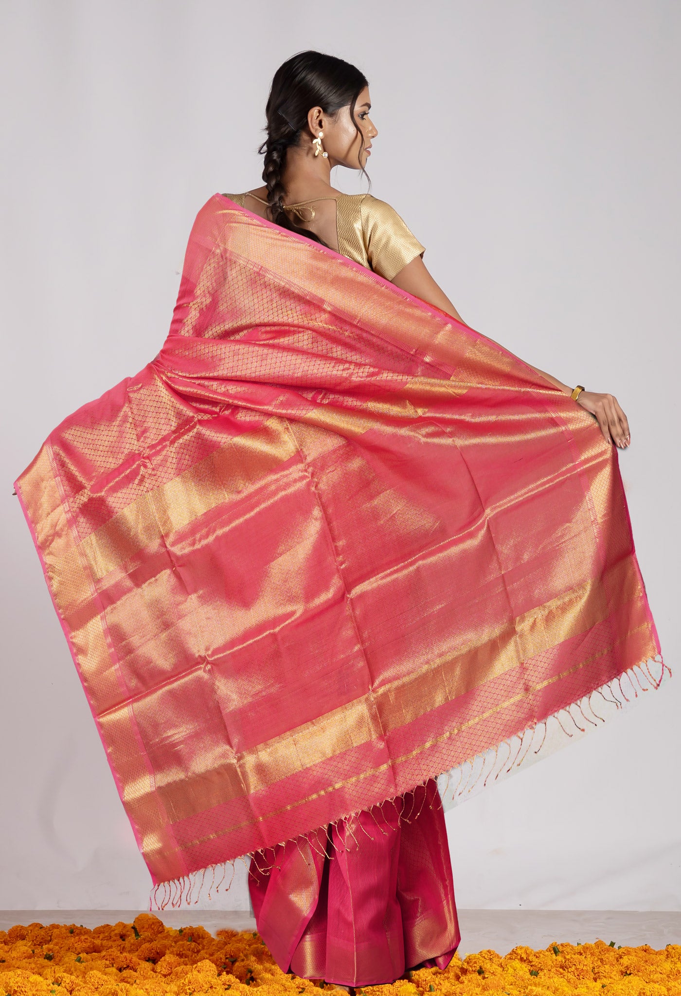 Pink Pure Handloom Maheshwari Sico Saree-UNM80002