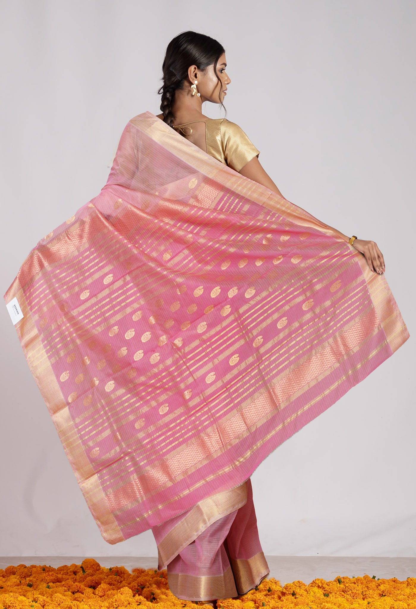 Pink Pure Handloom Maheshwari Sico Saree-UNM80004