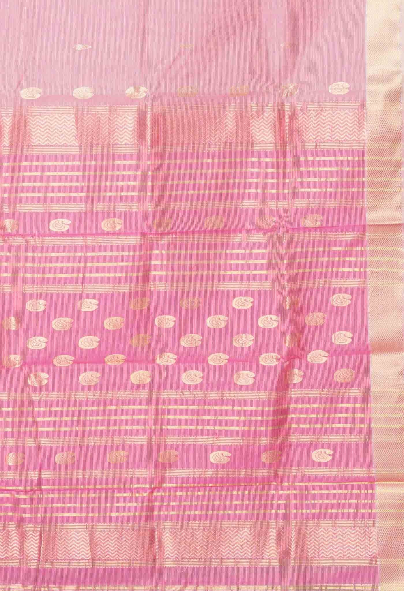 Pink Pure Handloom Maheshwari Sico Saree-UNM80004