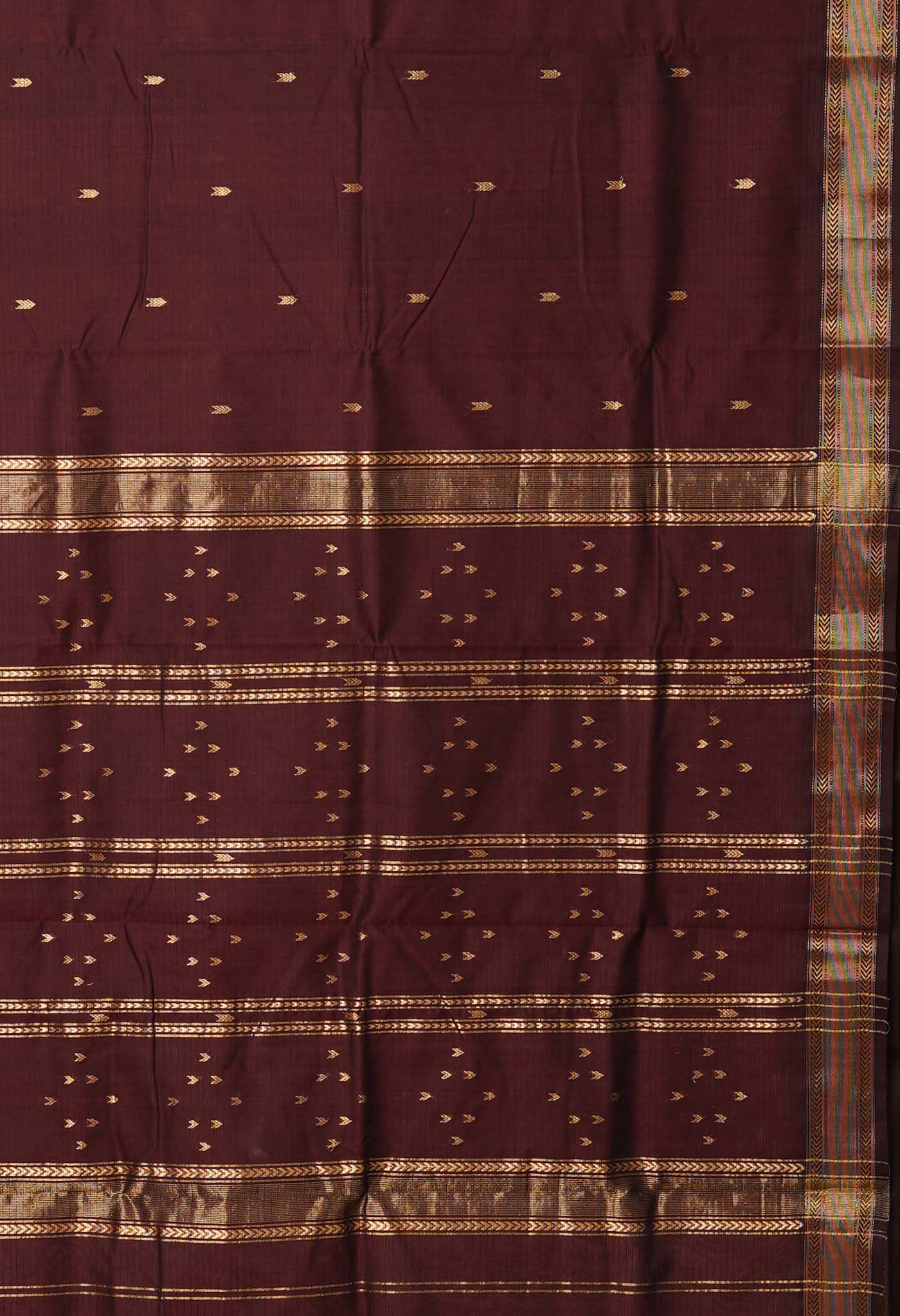 Dark Chocolate Brown Pure Handloom Maheshwari Sico Saree-UNM80008