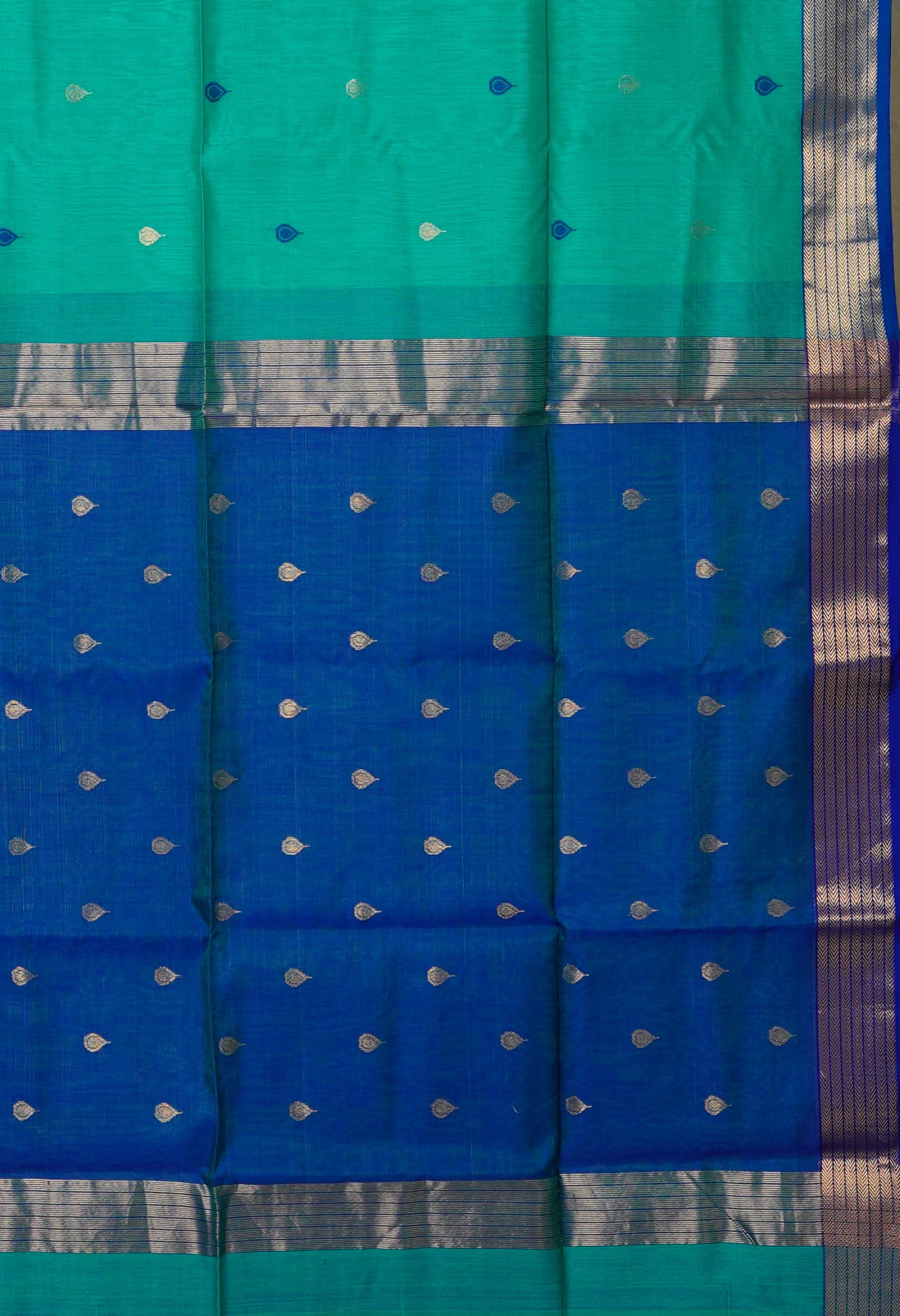 Teal Blue Pure Handloom Maheshwari Sico Saree-UNM80021