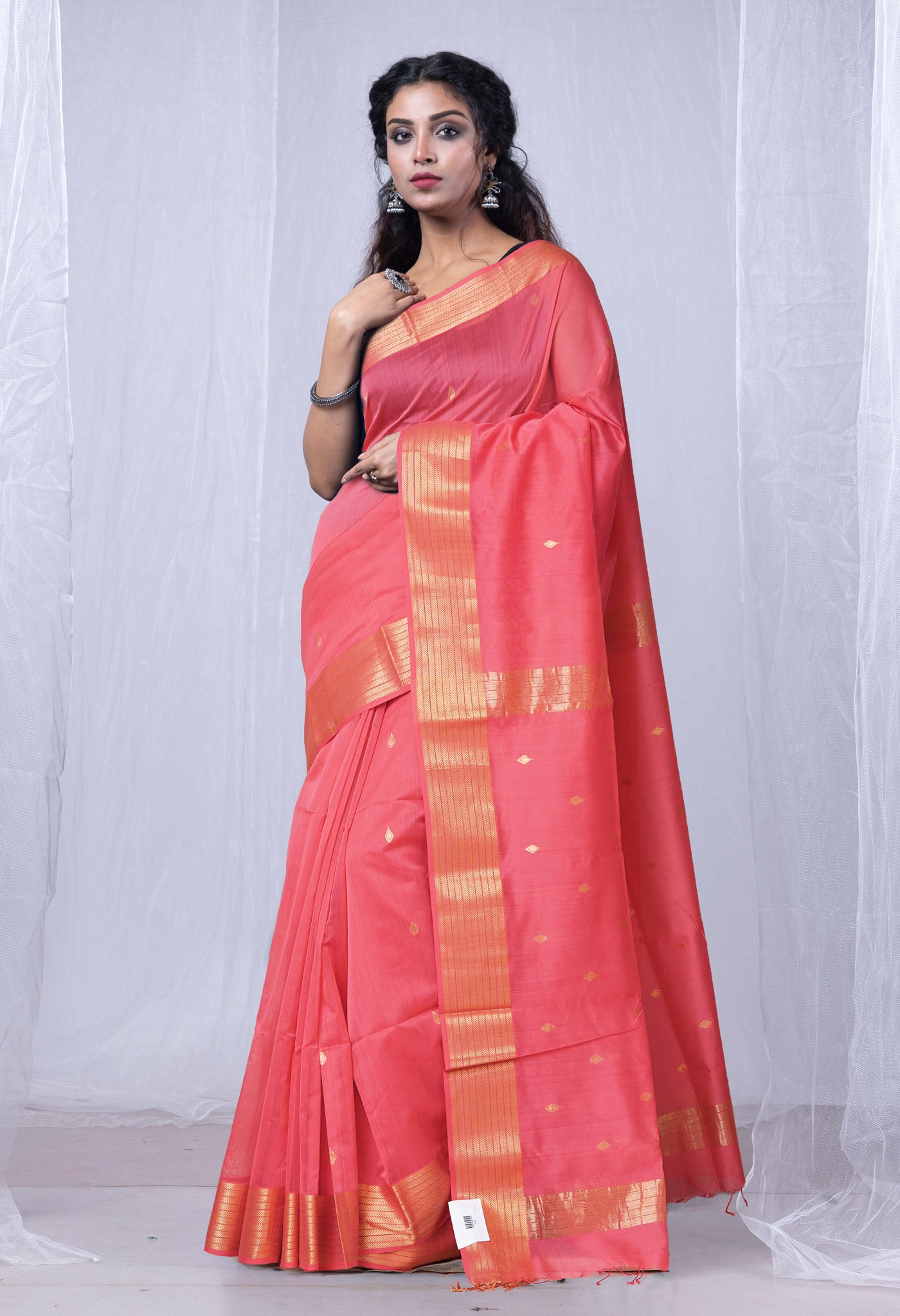 Pink Pure Handloom Maheshwari Sico Saree-UNM80025