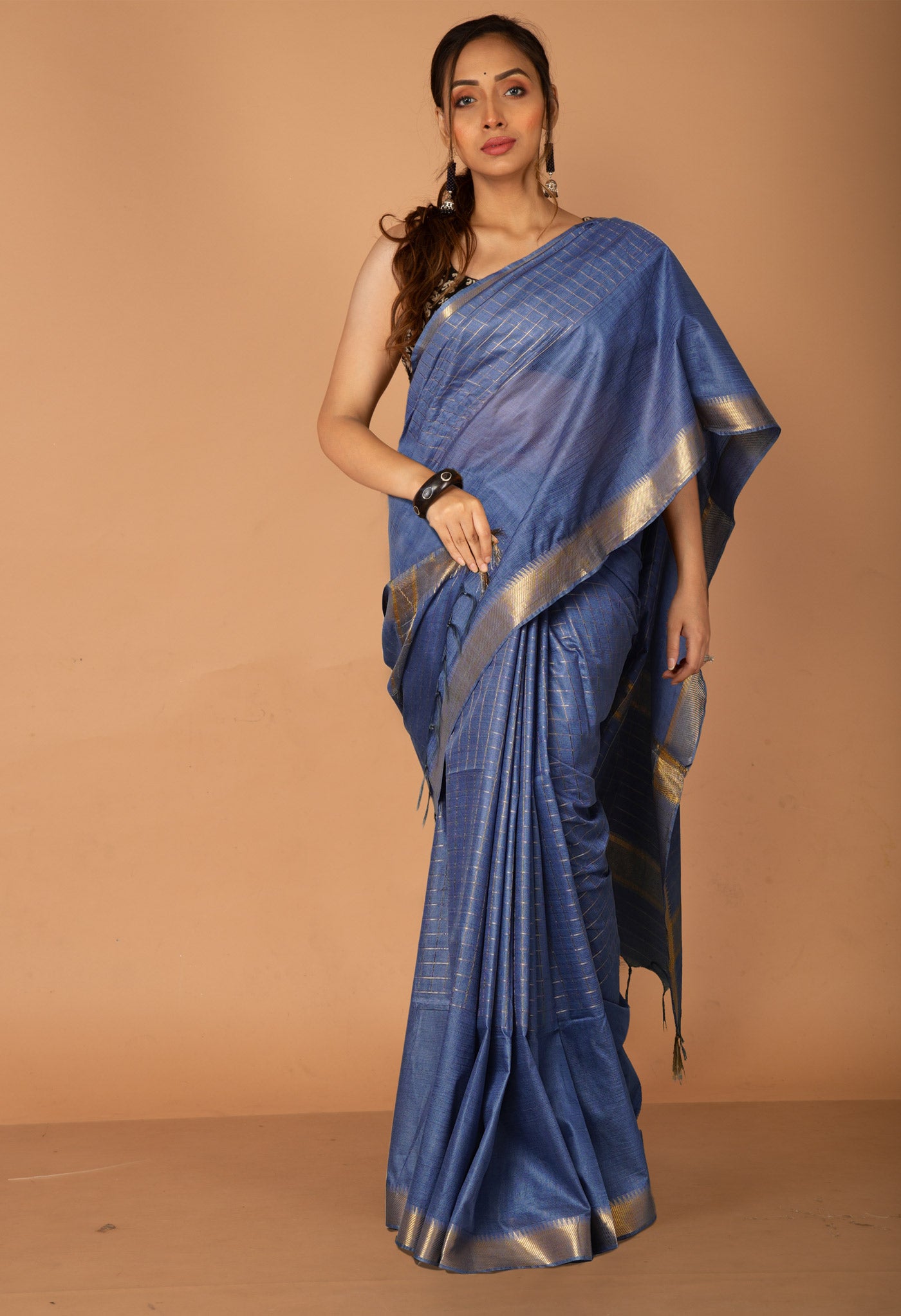 Grey Chanderi Sico Saree-UNM80062