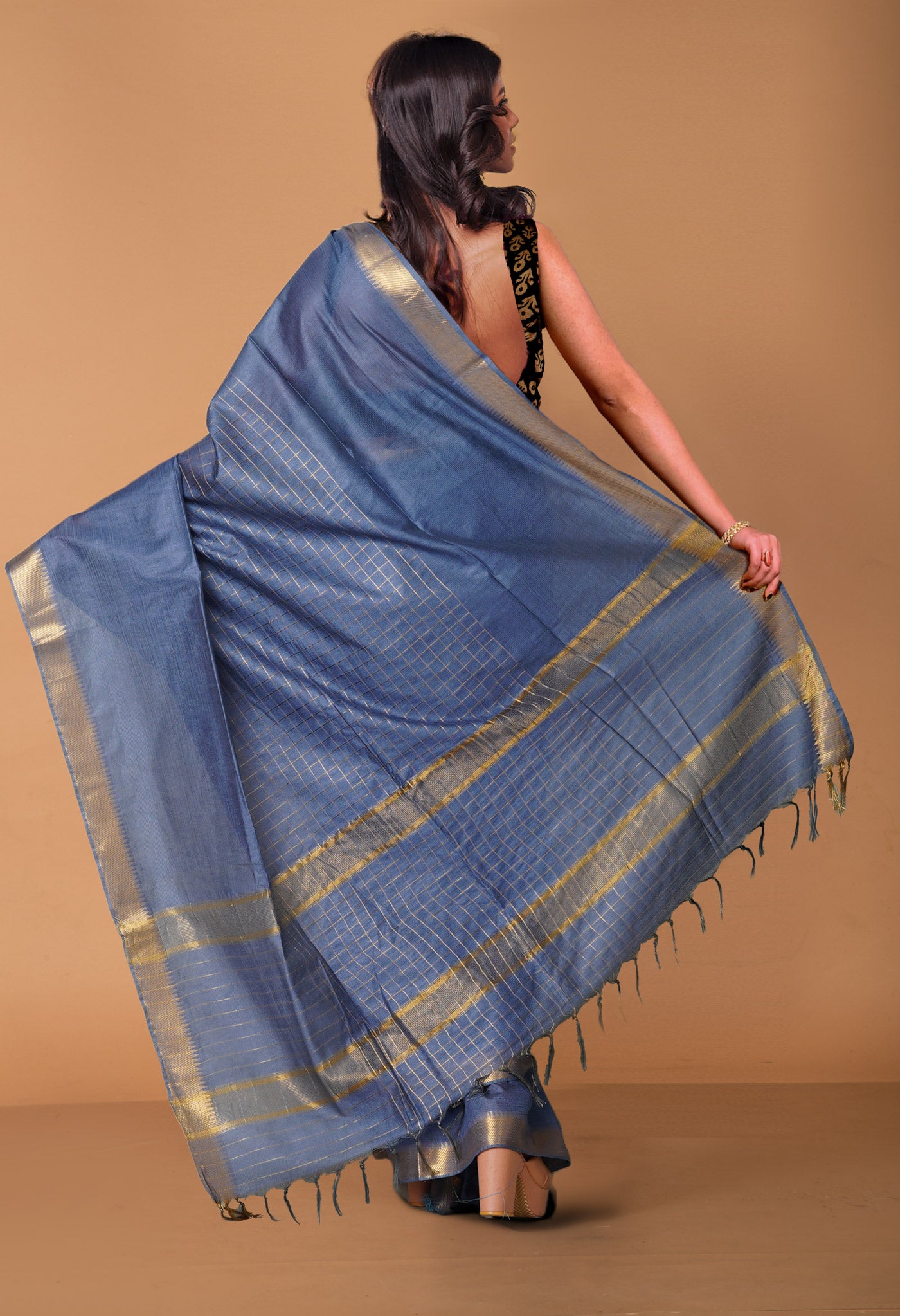 Grey Chanderi Sico Saree-UNM80062