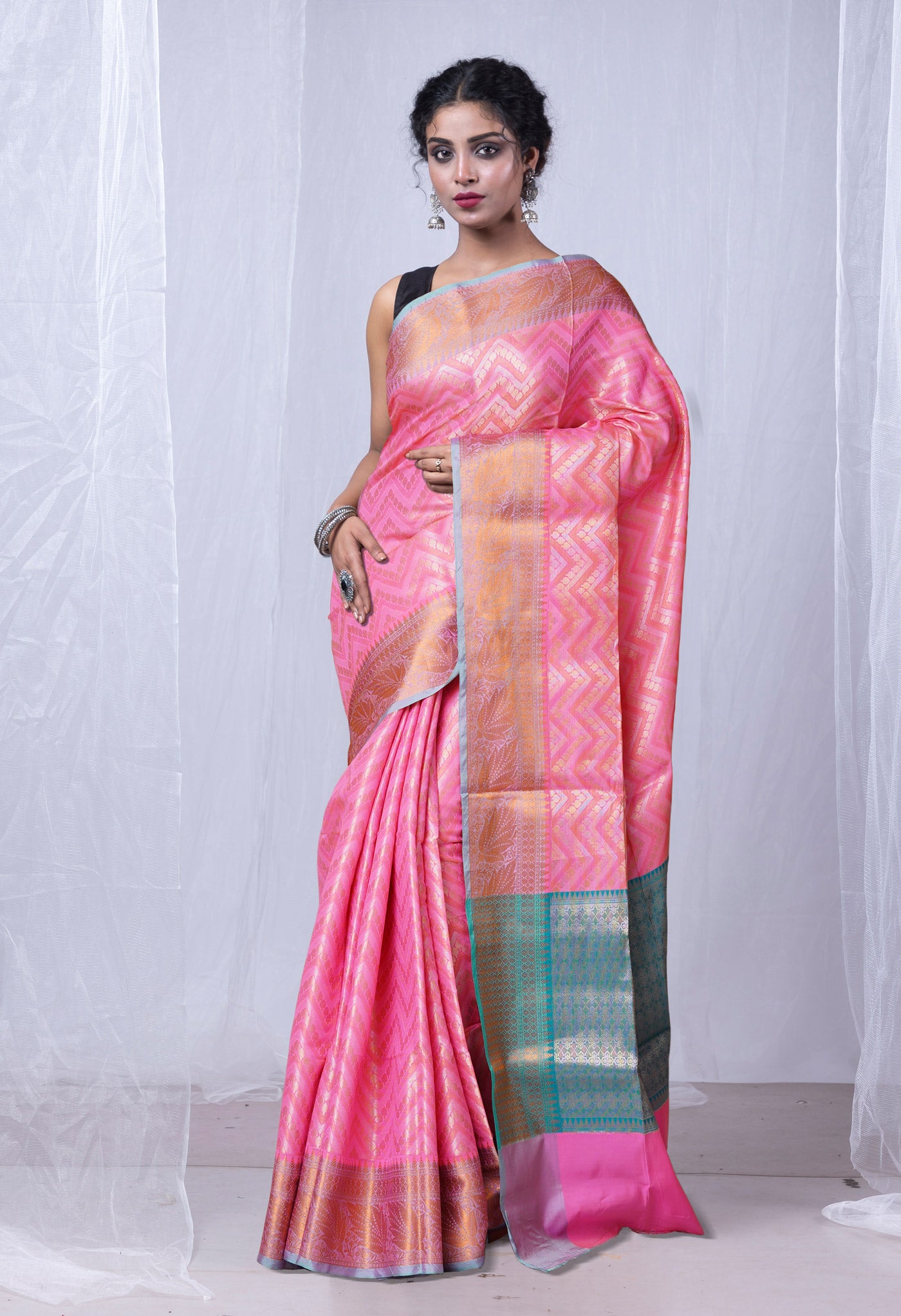 Pink Banarasi Tissue Saree-UNM80080