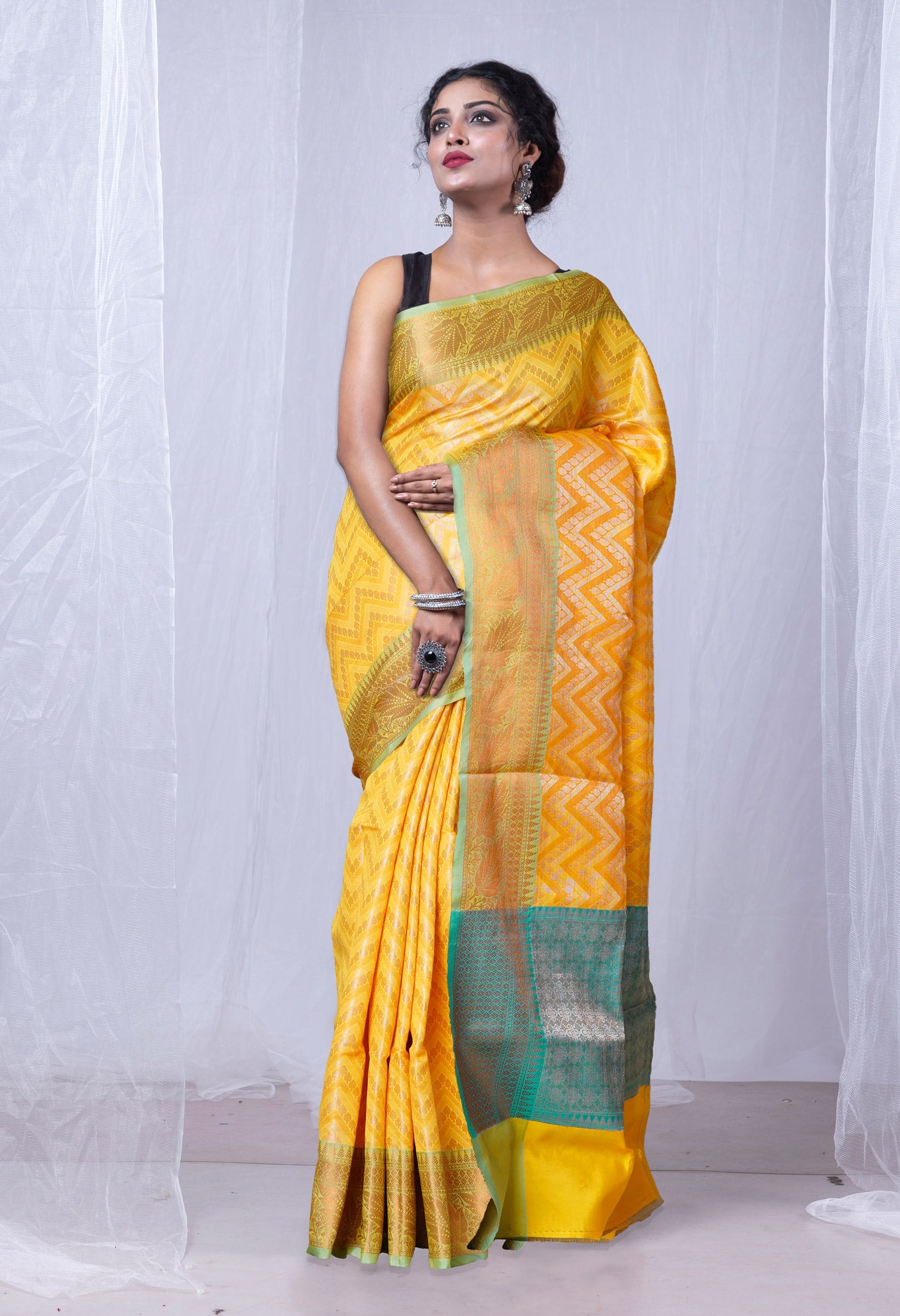 Yellow Banarasi Tissue Saree-UNM80081