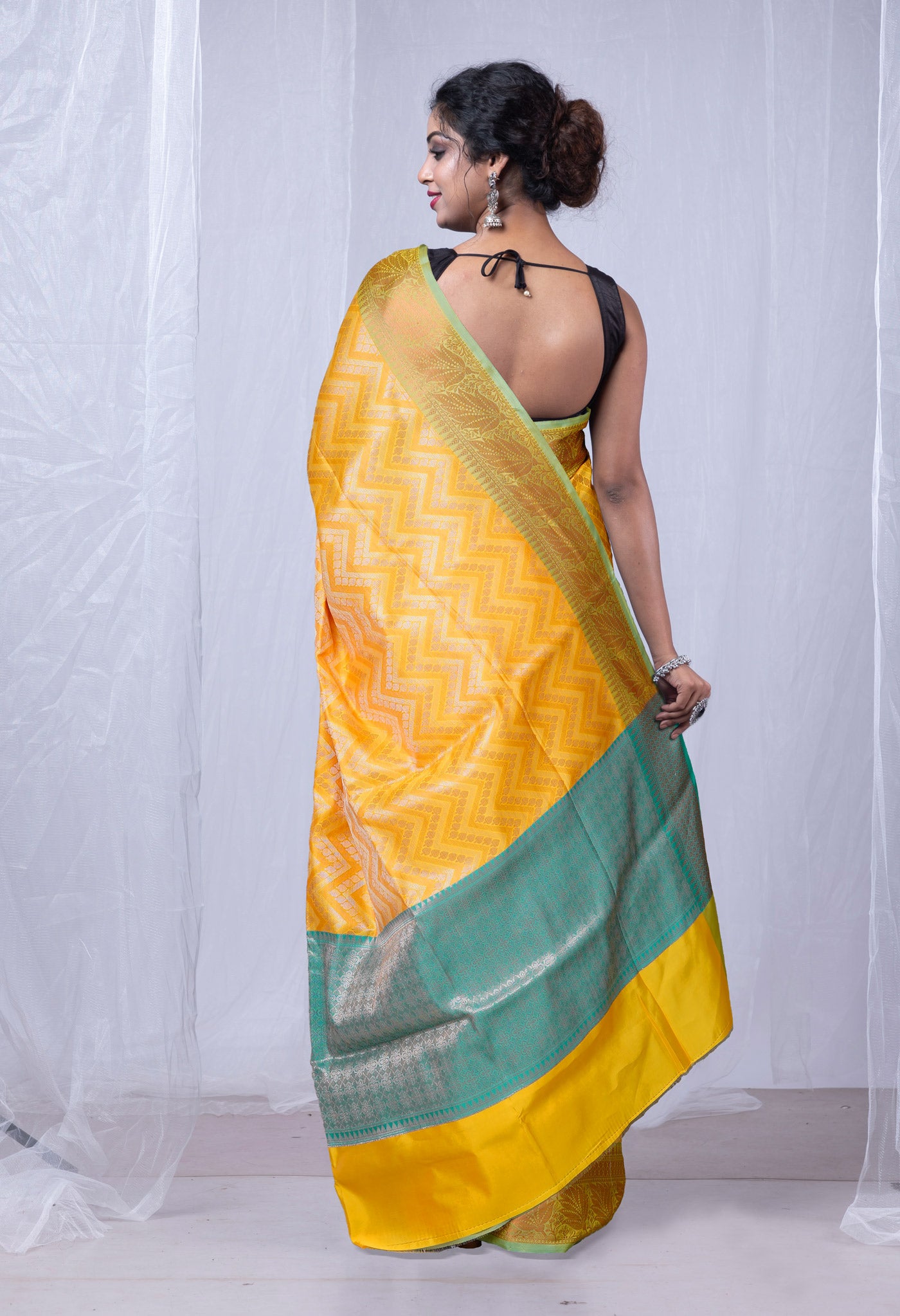 Yellow Banarasi Tissue Saree-UNM80081