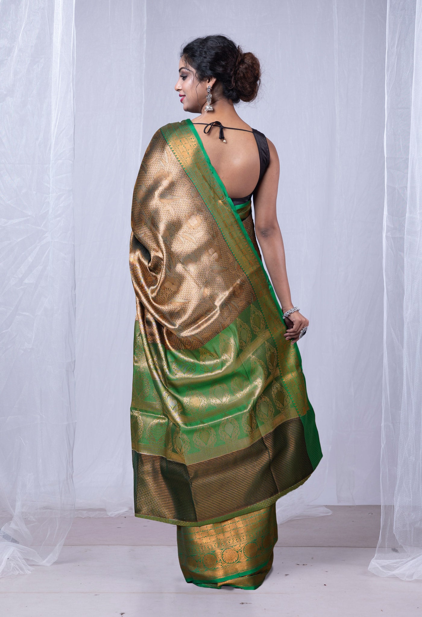 Green Banarasi Tissue Saree-UNM80084