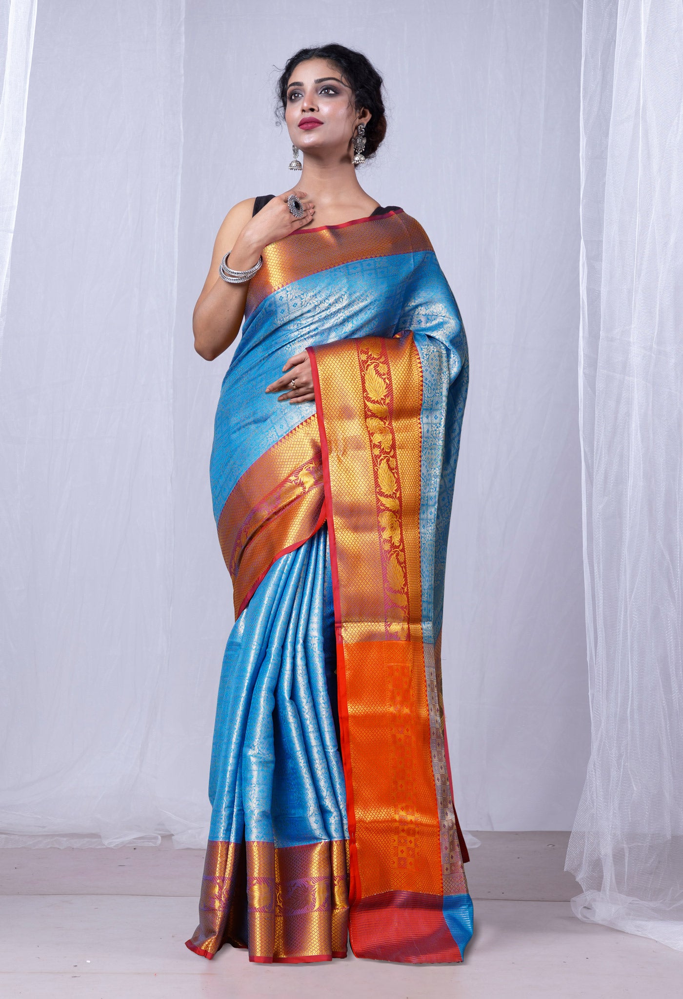 Blue Banarasi Tissue Saree-UNM80086