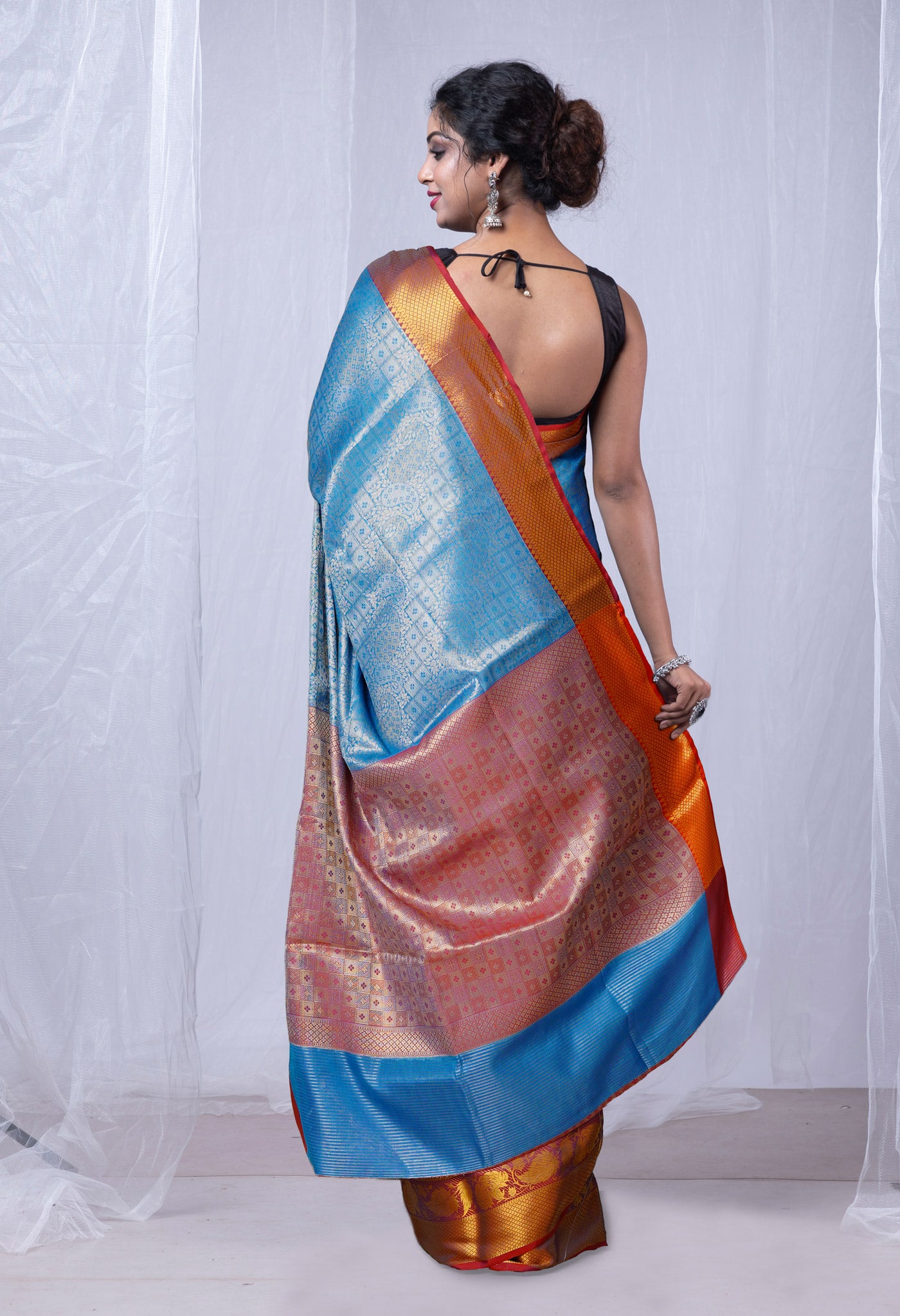 Blue Banarasi Tissue Saree-UNM80086