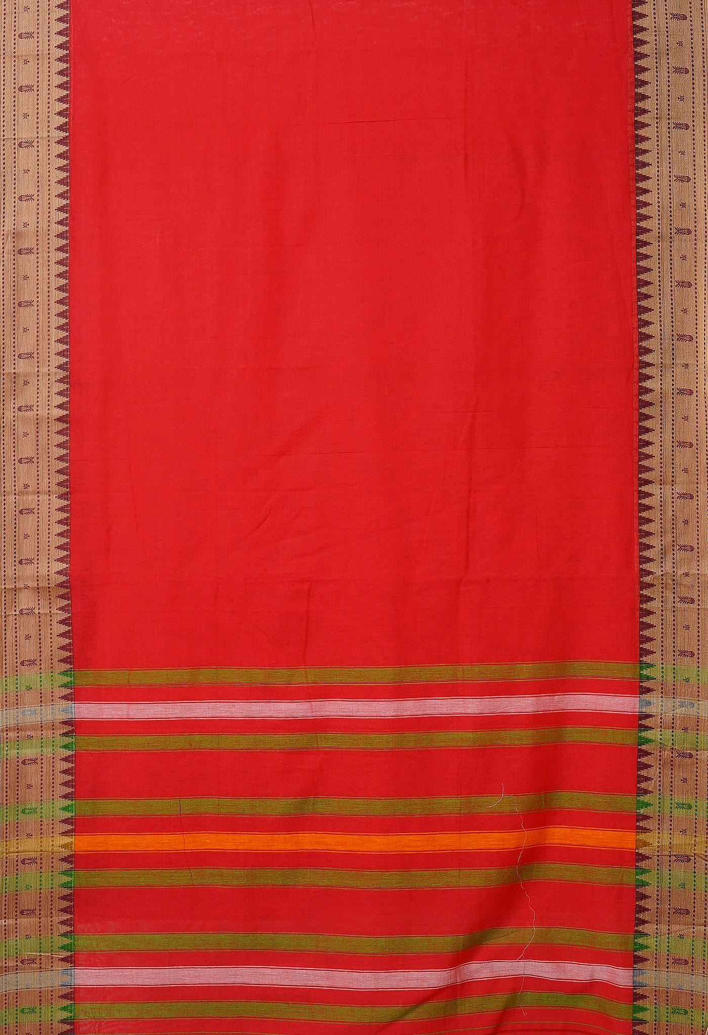 Red Pure Handloom Narayani Cotton Saree-UNM80100