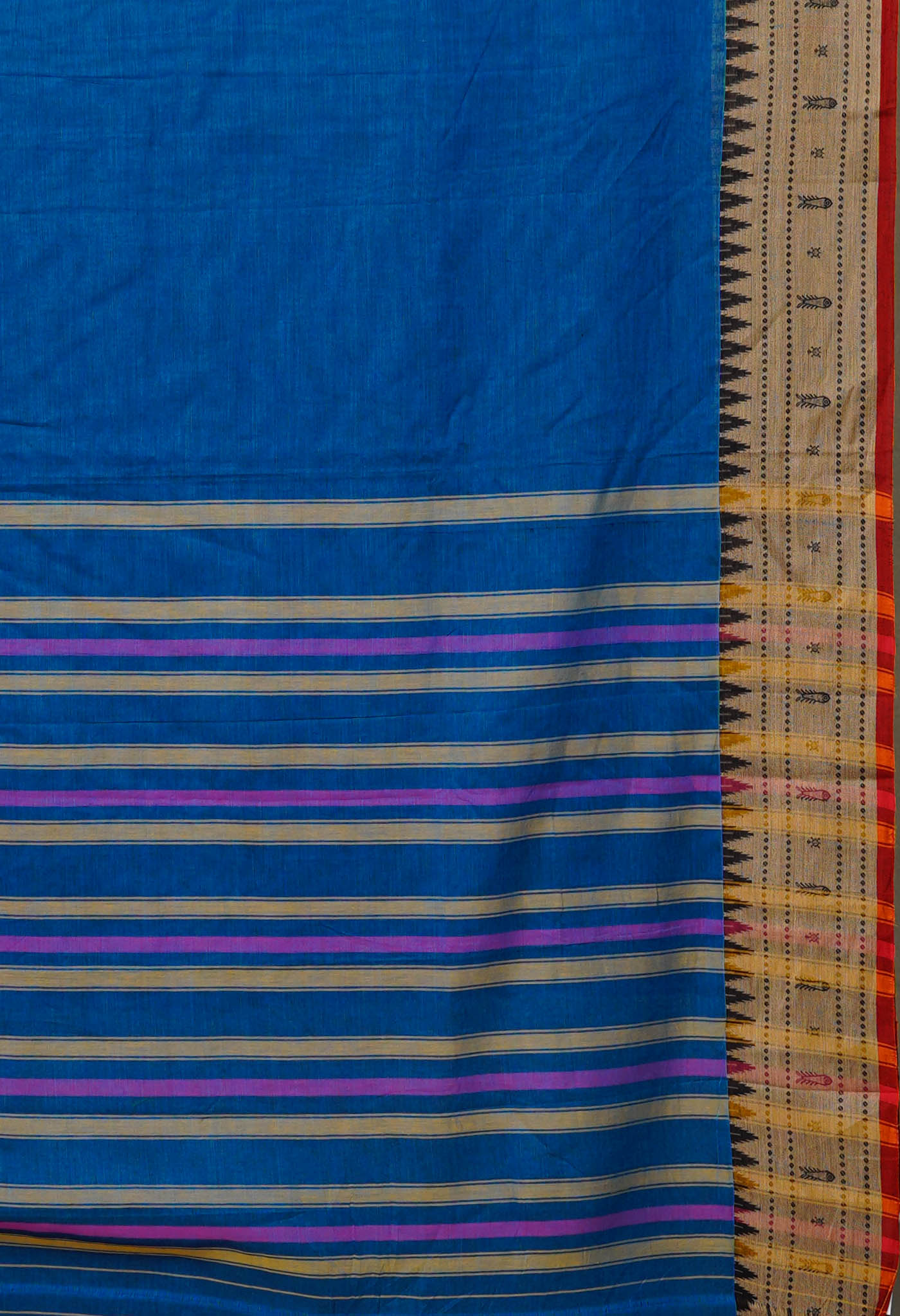 Peacock Blue Pure Handloom Narayani Cotton Saree-UNM80102