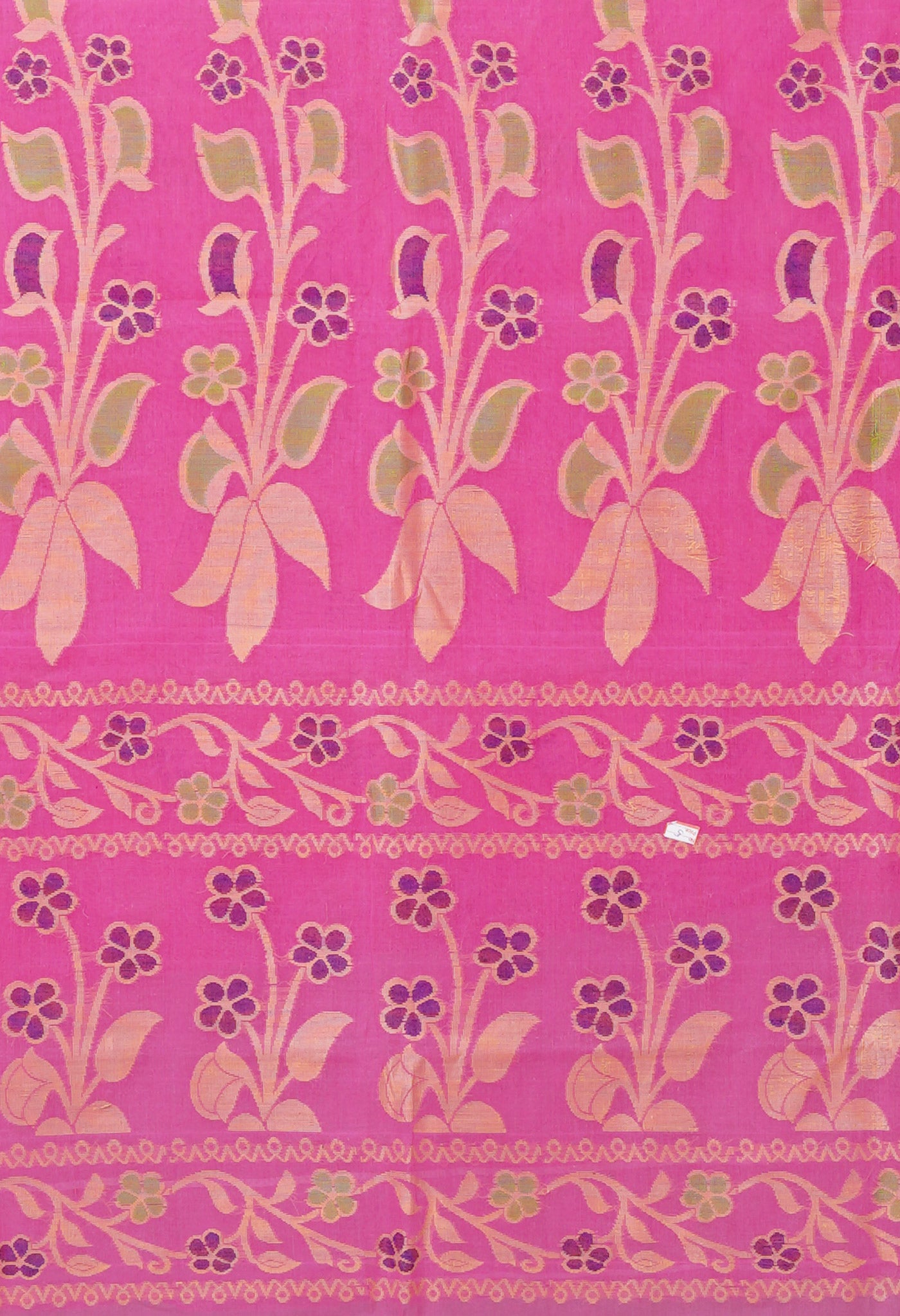 Pink Pure Handloom Jamdhani Bengal Cotton Saree-UNM80151