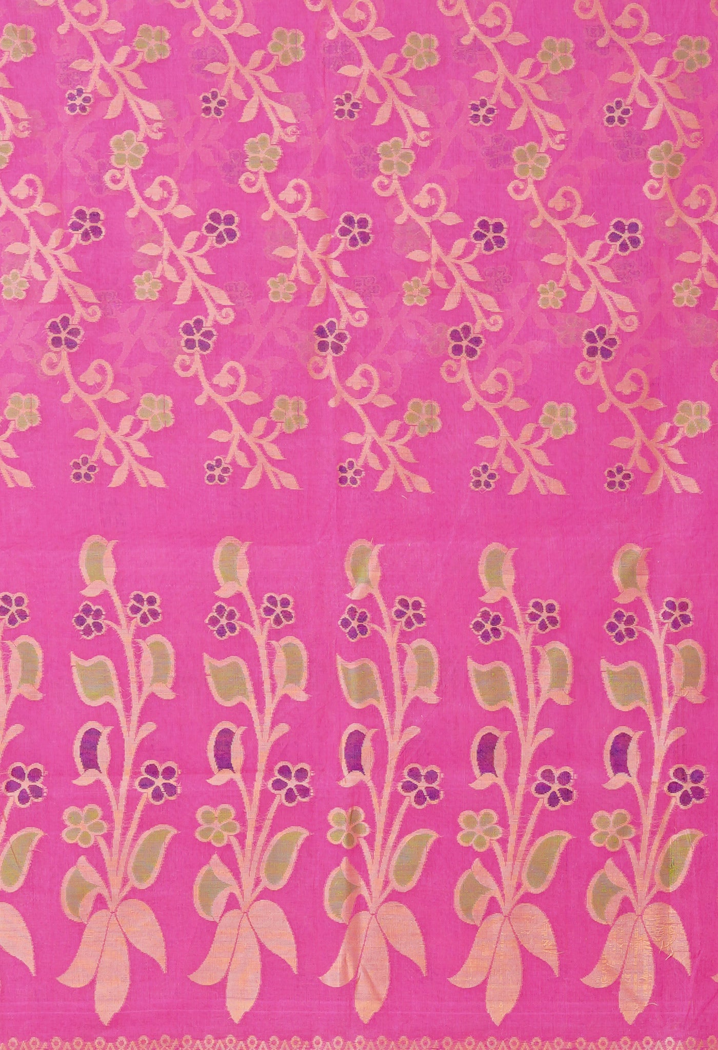 Pink Pure Handloom Jamdhani Bengal Cotton Saree-UNM80151