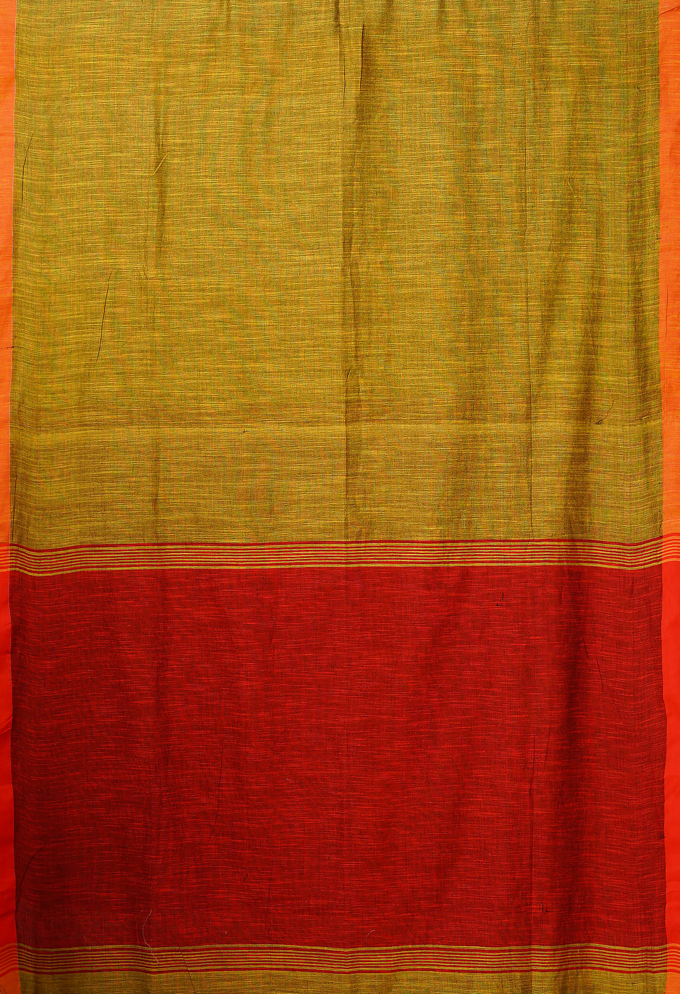 Brown-Red Pure Plain With Contrast Pallu Cotton Linen Saree-UNM80193