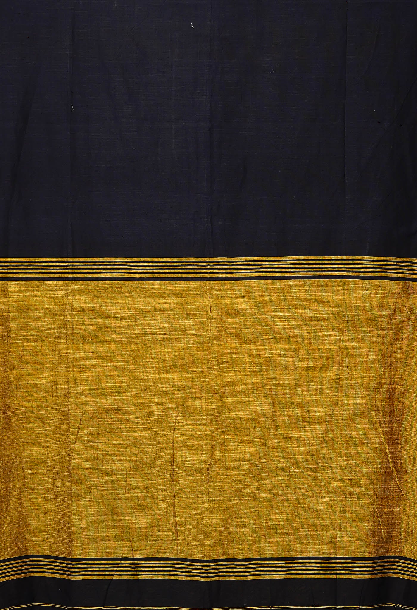 Black-Brown Pure Plain With Contrast Pallu Cotton Linen Saree-UNM80194