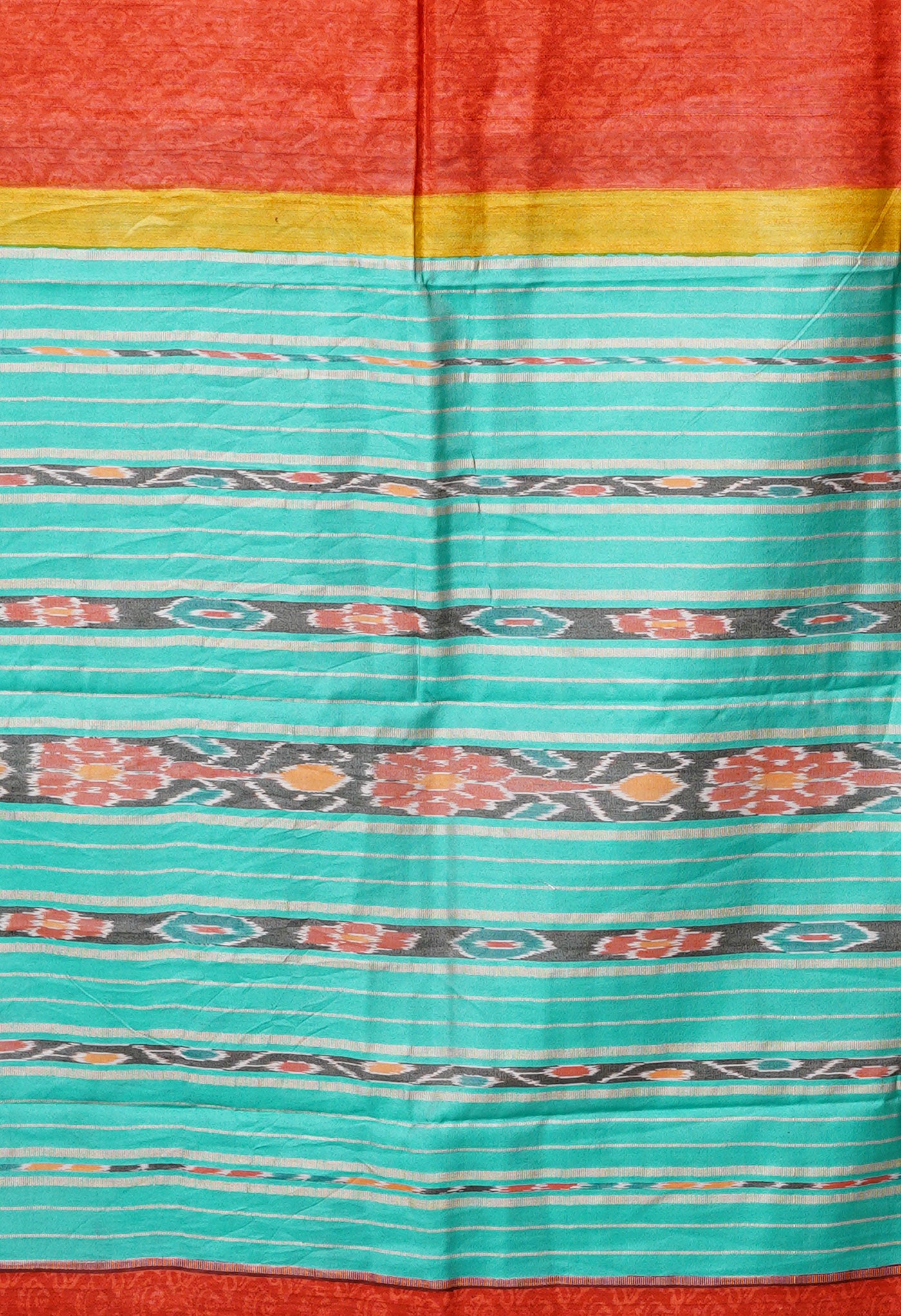 Red Pure Handloom Printed Vidarbha Tussar Silk Saree-UNM80231