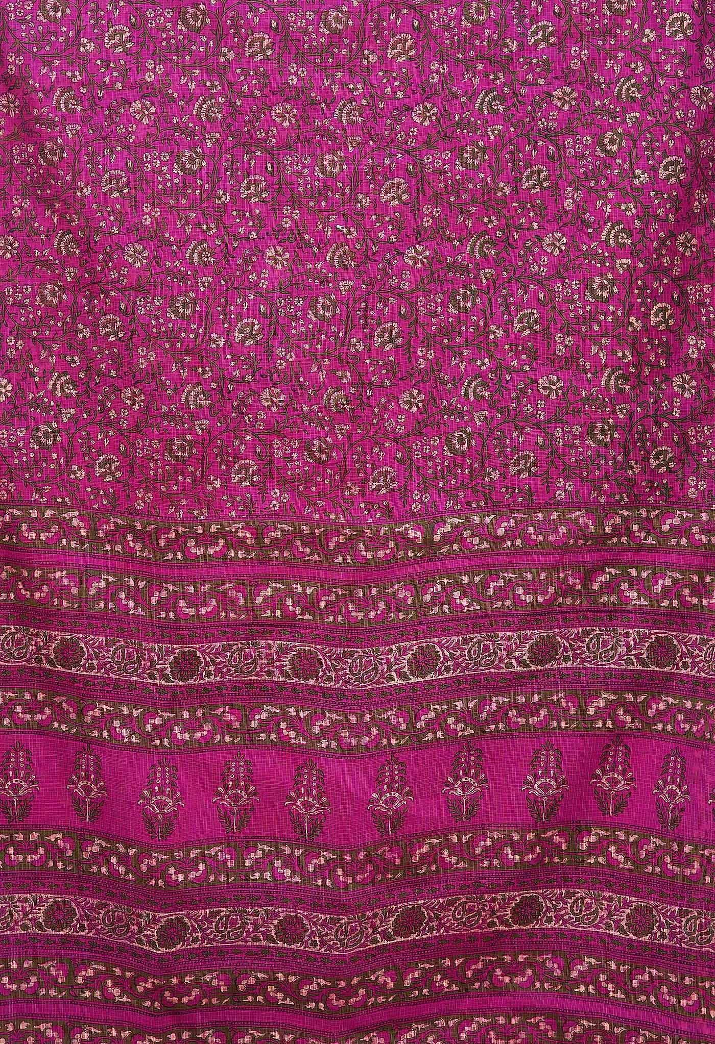 Purple Pure Hand Block Printed Kota Saree-UNM80299