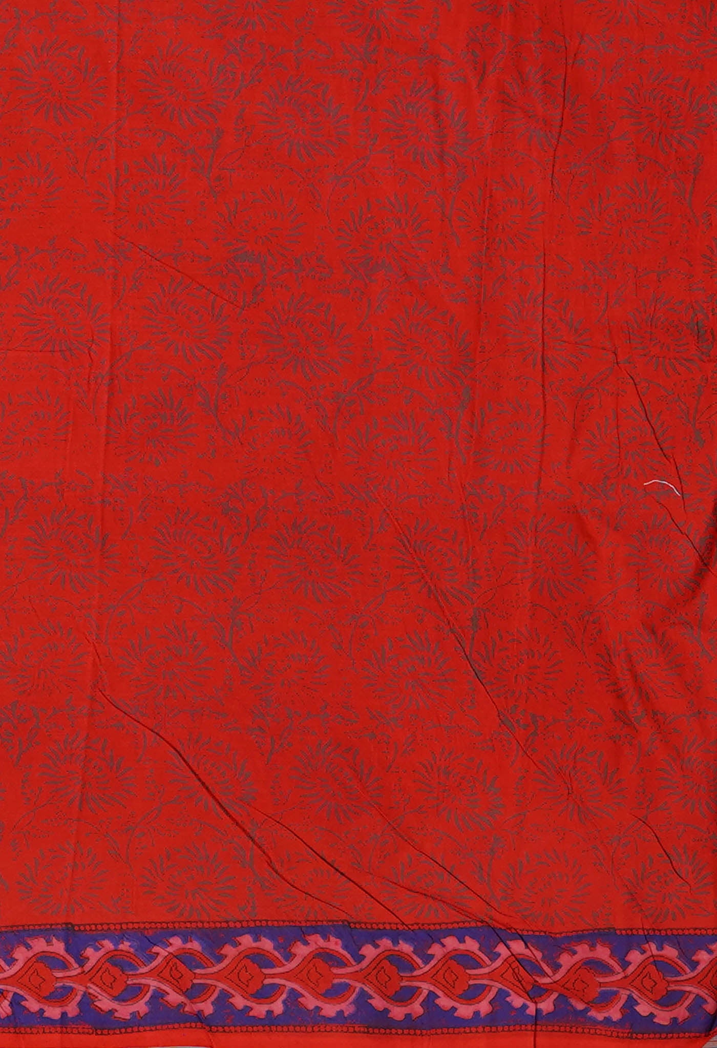 Red Pure Hand Block Printed Kota Saree-UNM80302