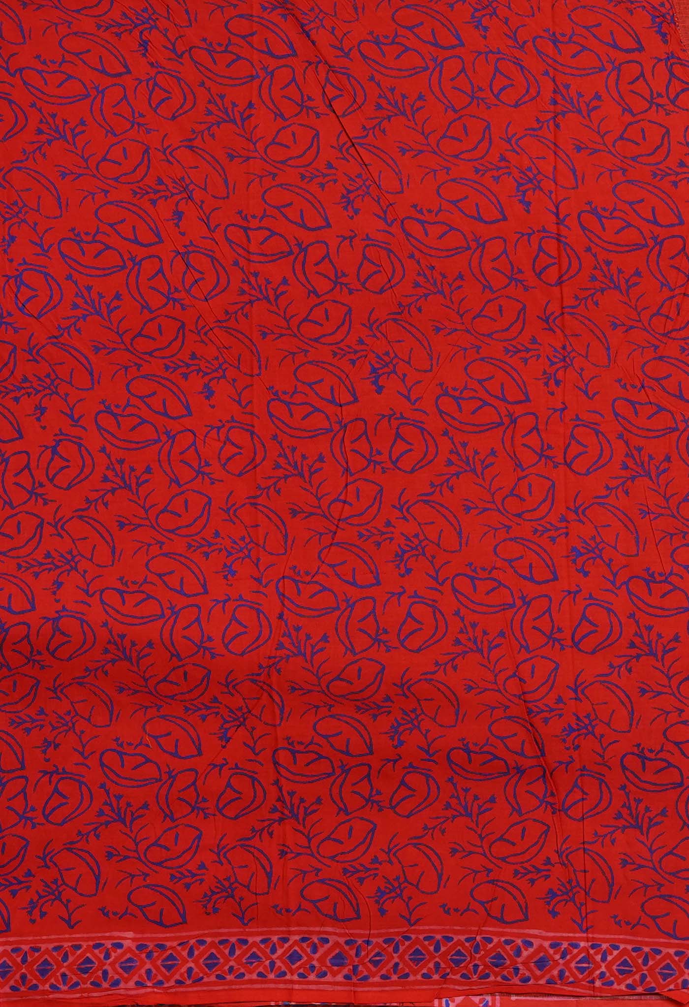 Red Pure Hand Block Printed Kota Saree-UNM80325