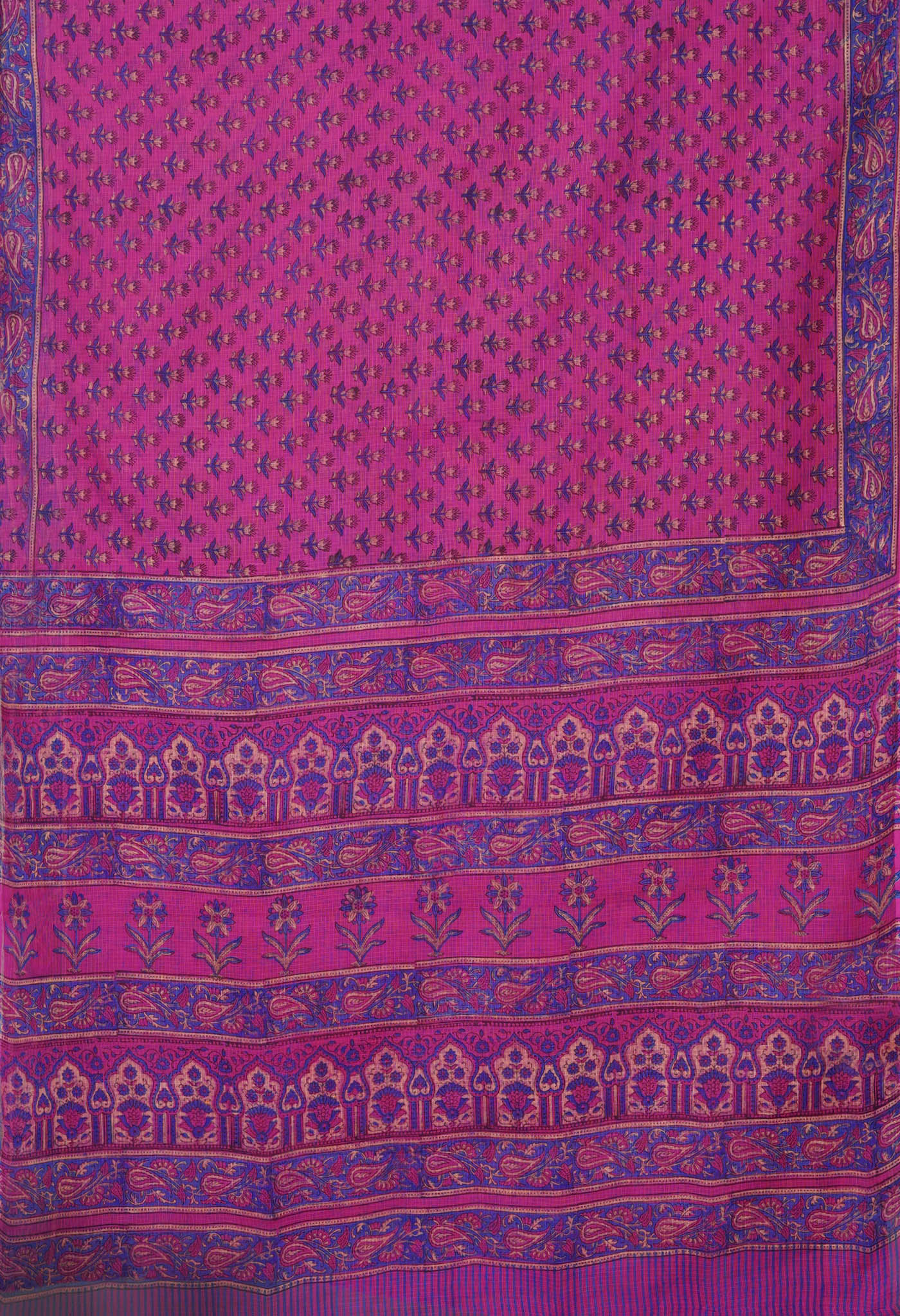 Purple Pure Hand Block Printed Kota Saree-UNM80328