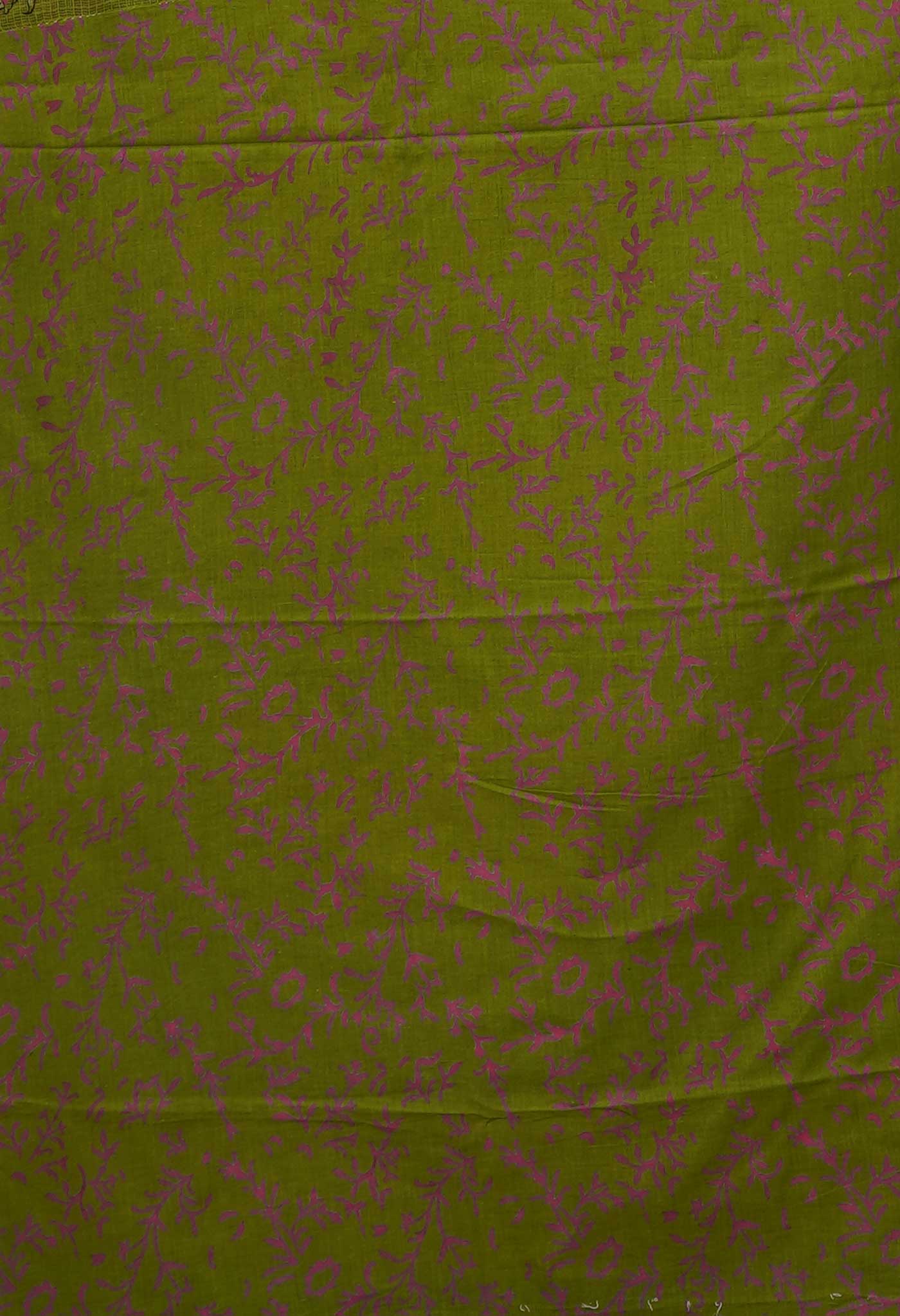 Green Pure Hand Block Printed Kota Saree-UNM80358