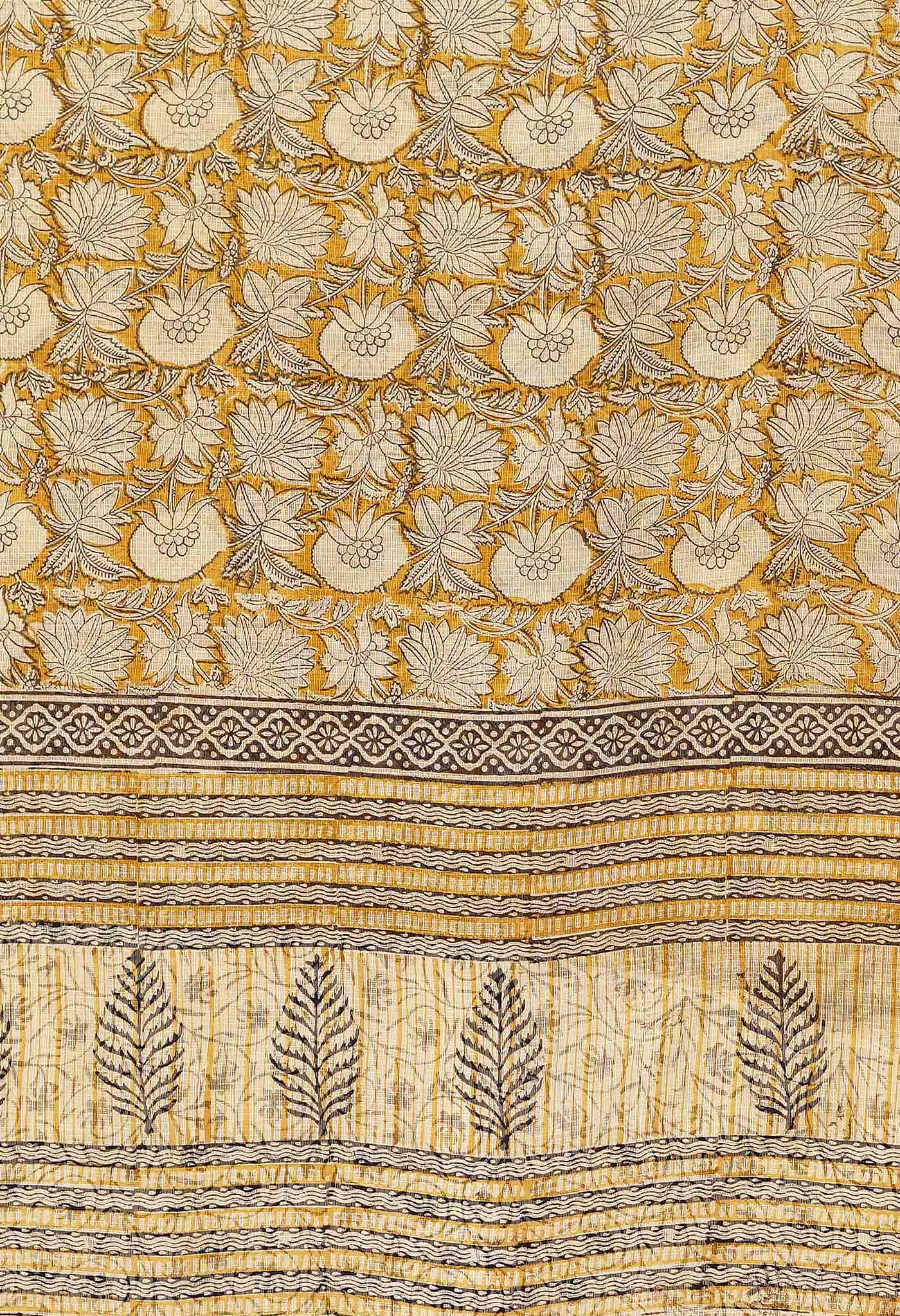 Yellow Pure Bagru Block Printed Kota Saree-UNM80371