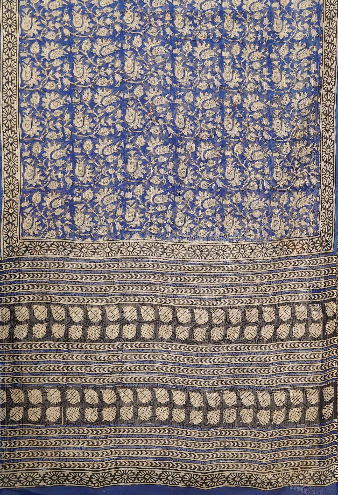 Blue Pure Bagru Block Printed Kota Saree-UNM80381