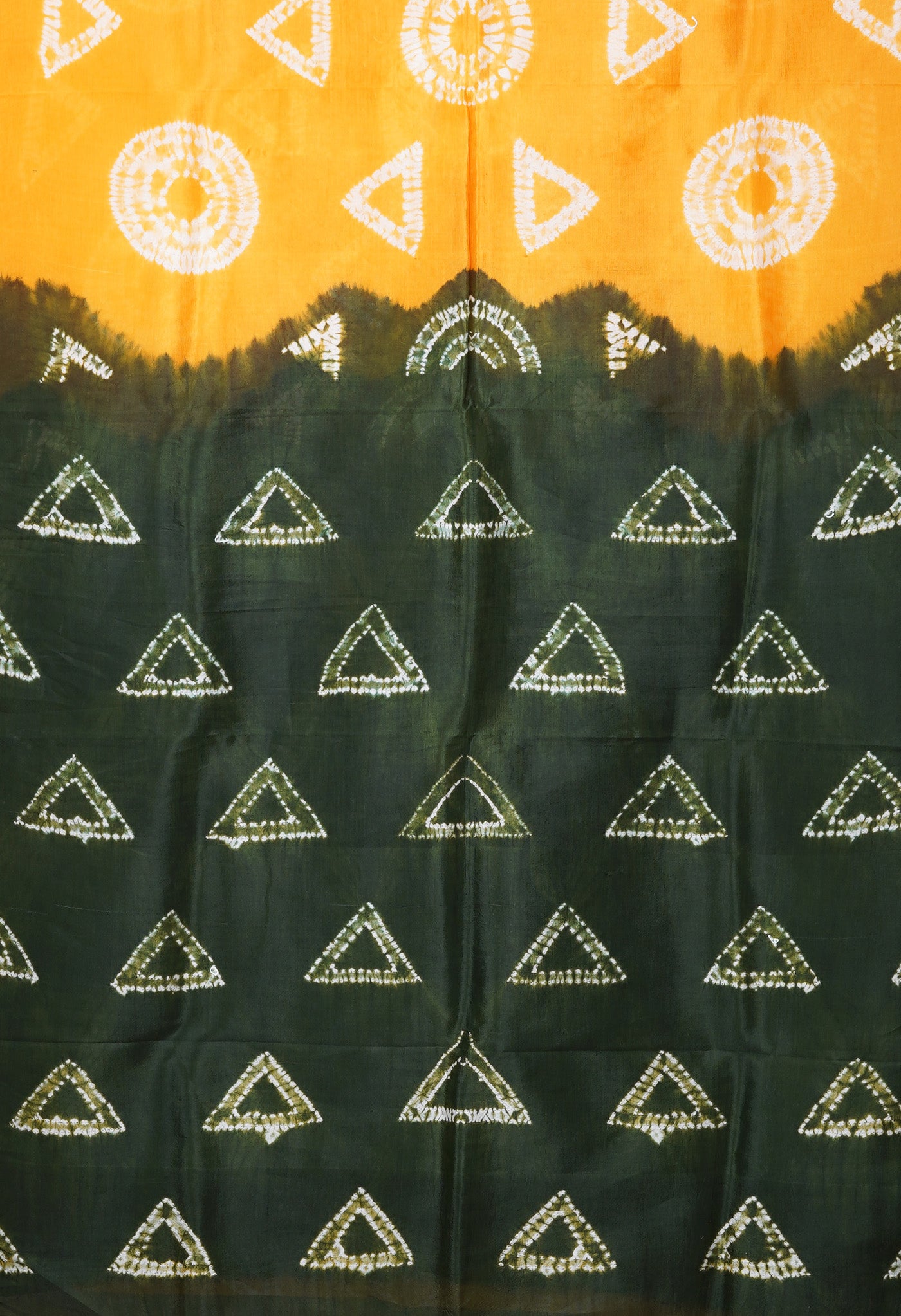 Yellow-Dark Green Pure  Tie And Dye Shibori Printed Soft Silk Saree-UNM80460