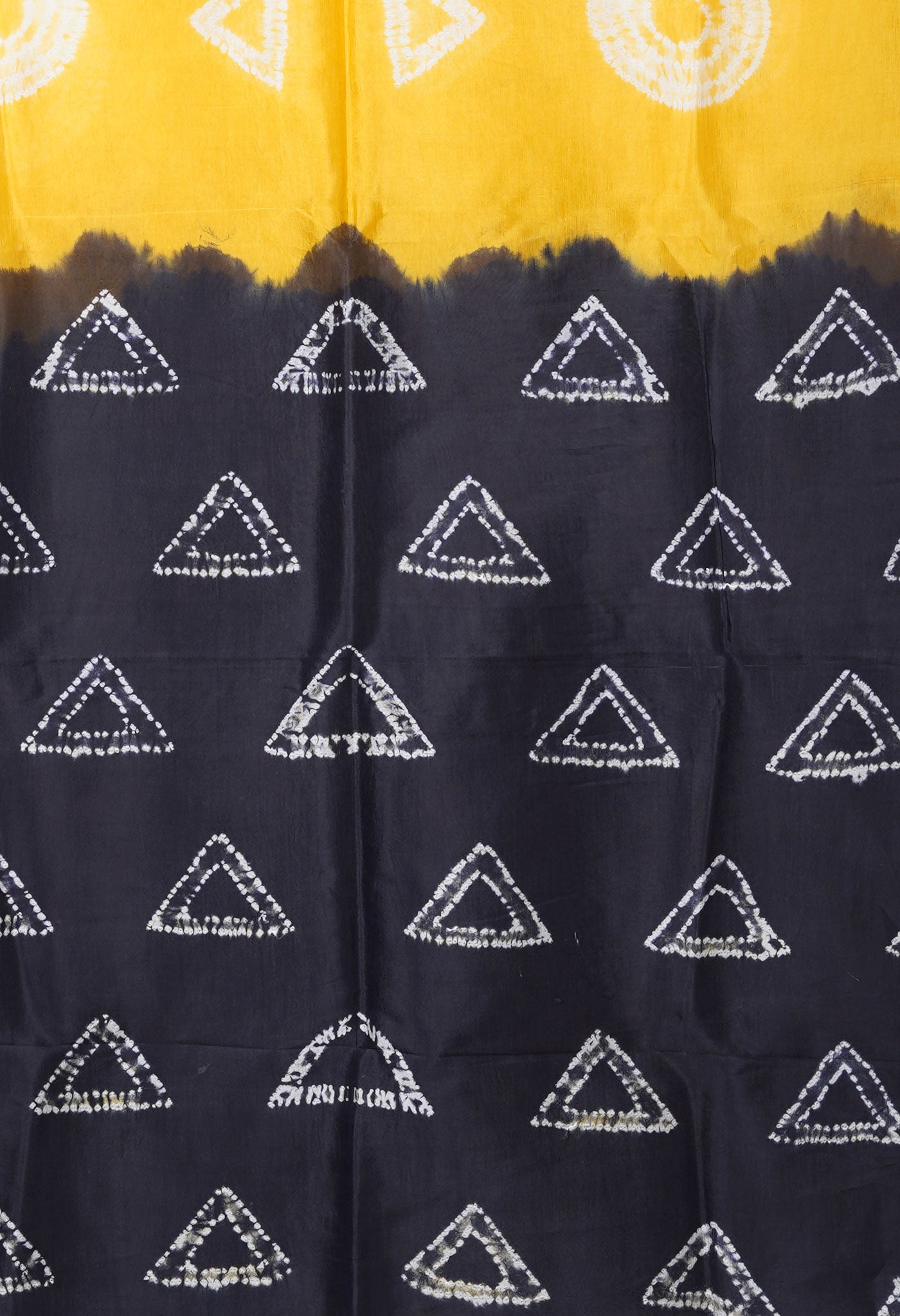 Yellow-Navy Blue Pure  Tie And Dye Shibori Printed Soft Silk Saree-UNM80461