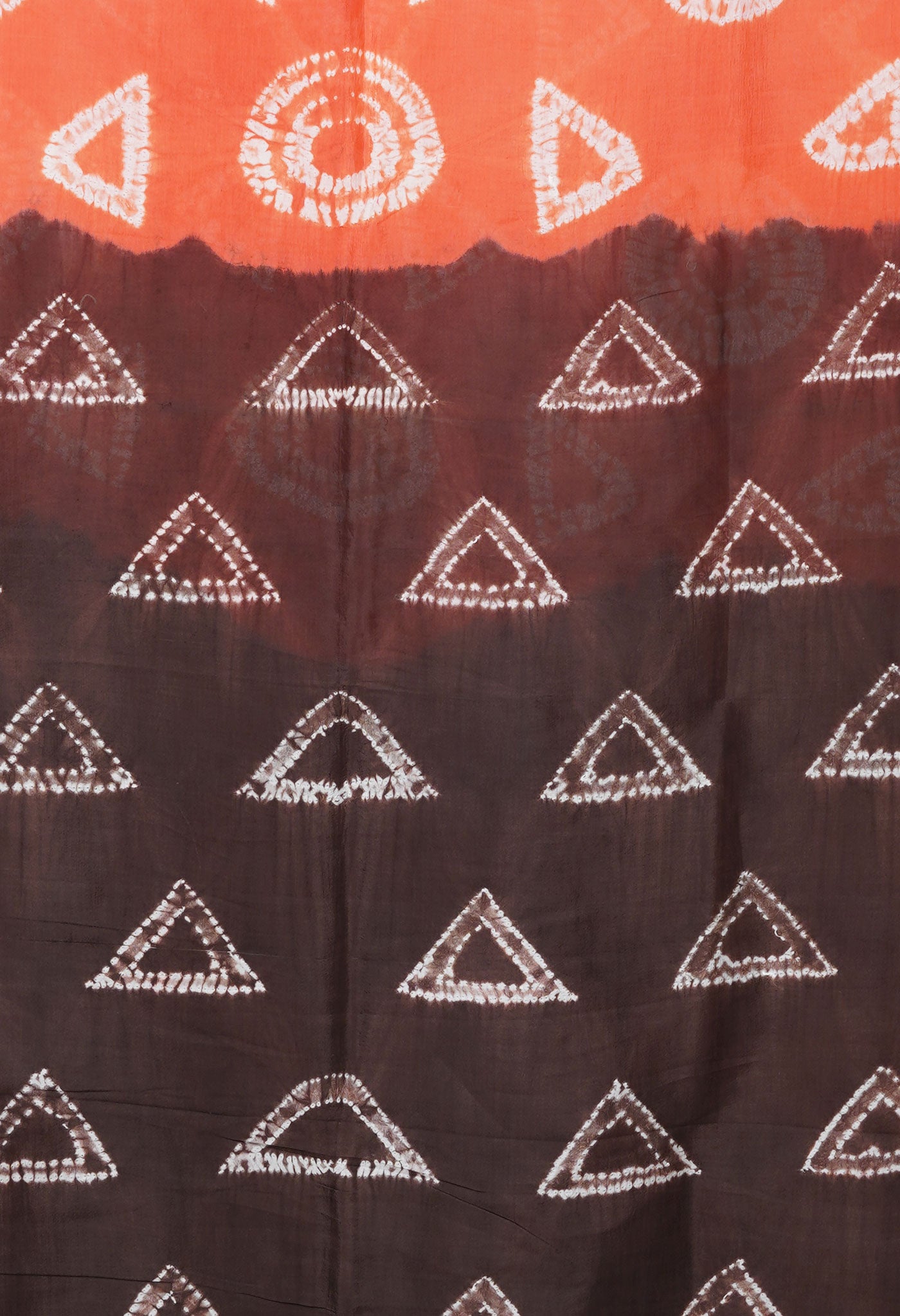 Coral Pink-Brown Pure  Tie And Dye Shibori Printed Soft Silk Saree-UNM80466