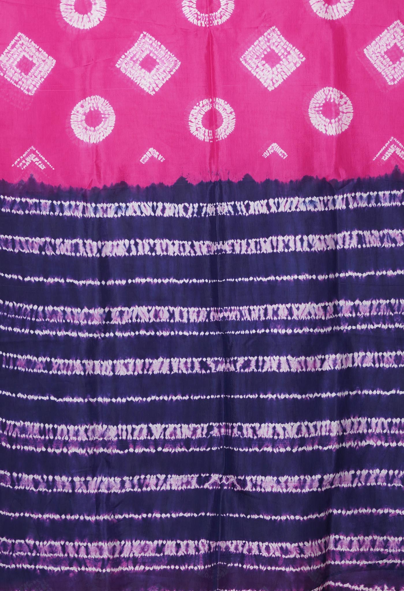 Pink-Navy Blue Pure  Tie And Dye Shibori Printed Soft Silk Saree-UNM80473