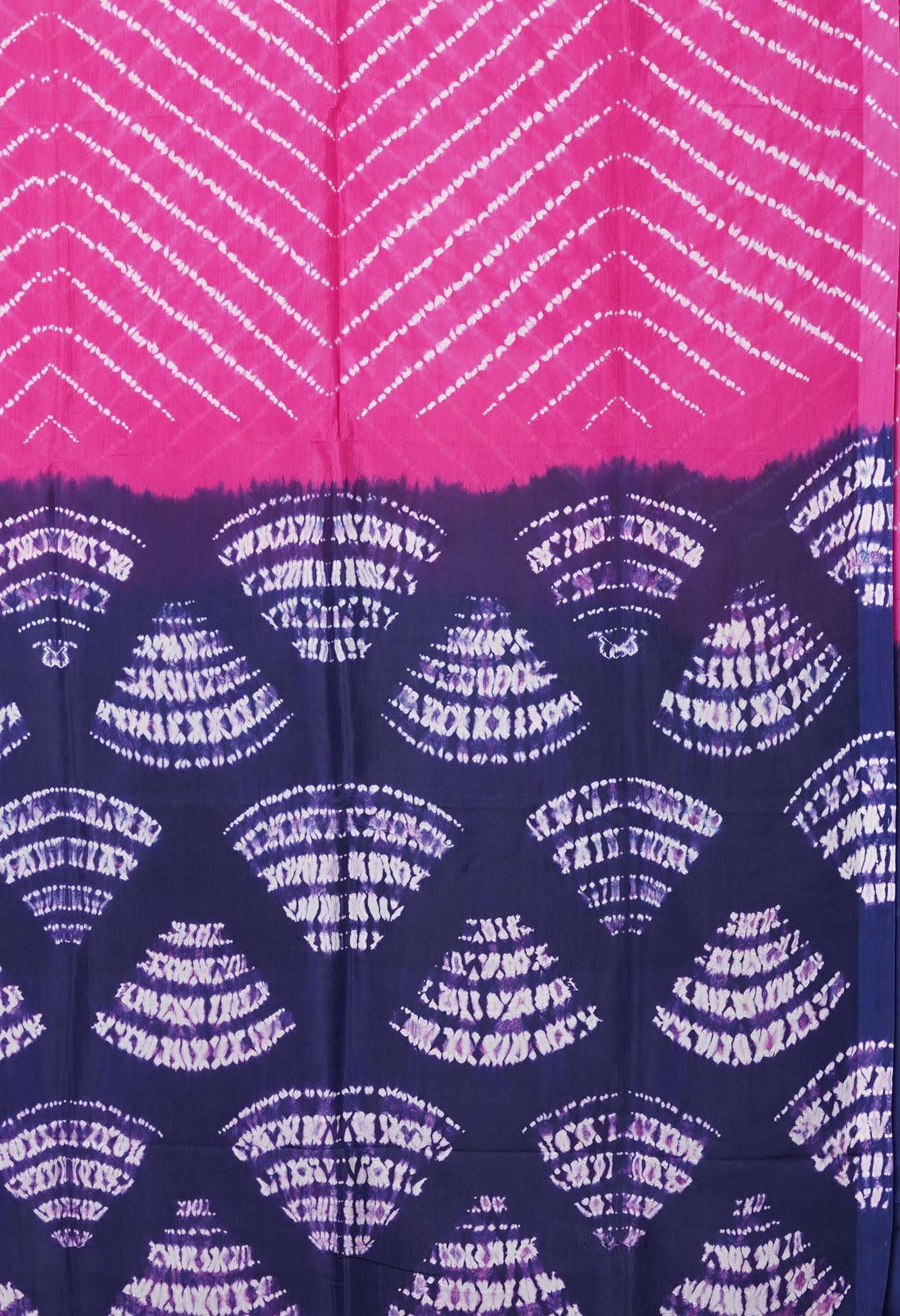 Pink-Navy Blue Pure  Tie And Dye Shibori Printed Soft Silk Saree-UNM80475