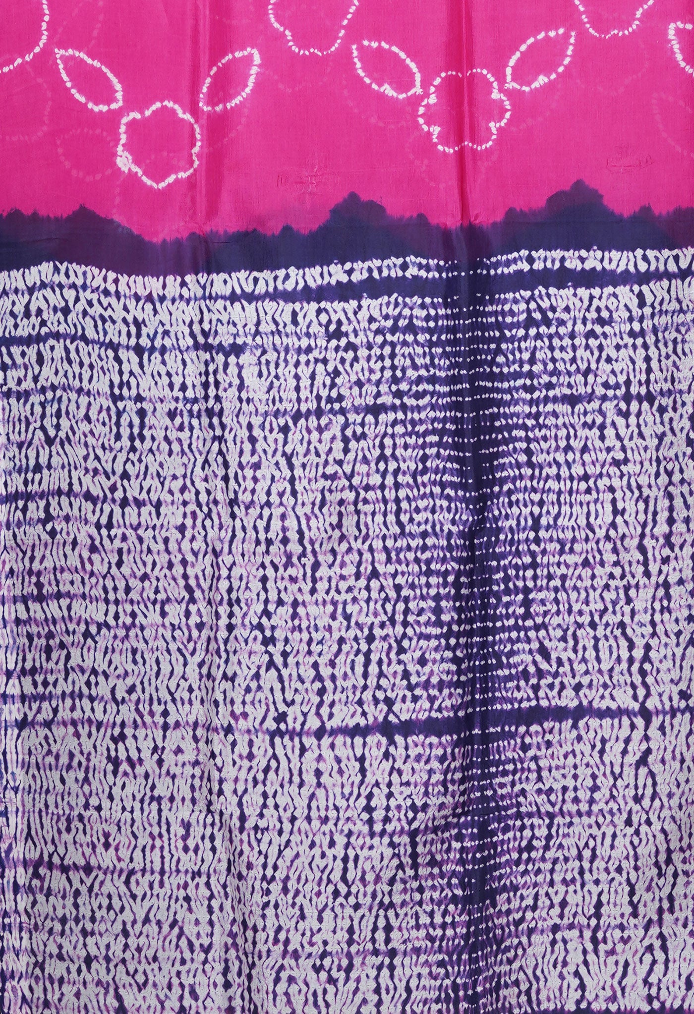 Pink-Navy Blue Pure  Tie And Dye Shibori Printed Soft Silk Saree-UNM80477