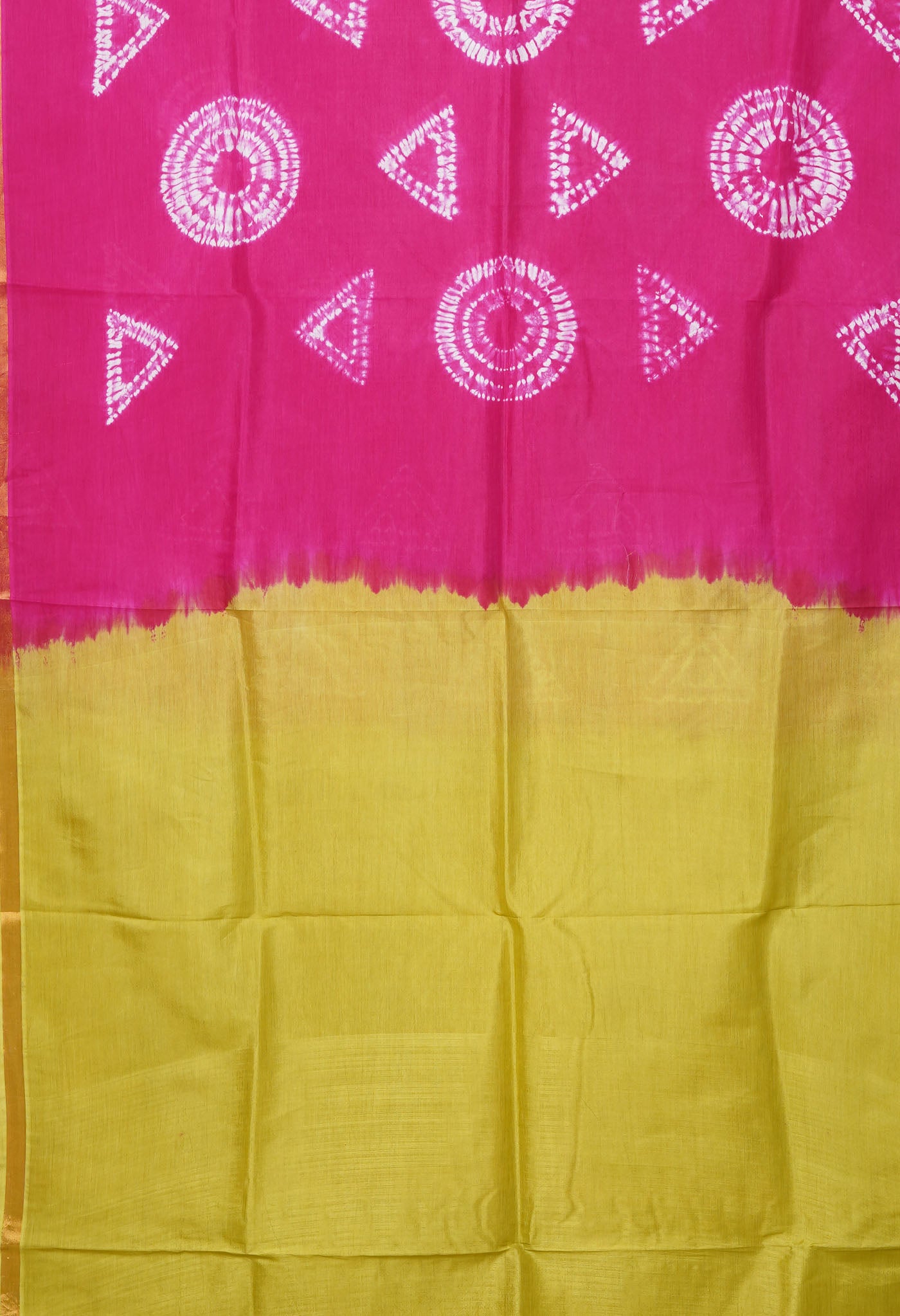 Pink-Parrot Green Pure  Tie And Dye Shibori Printed Soft Silk Saree-UNM80478