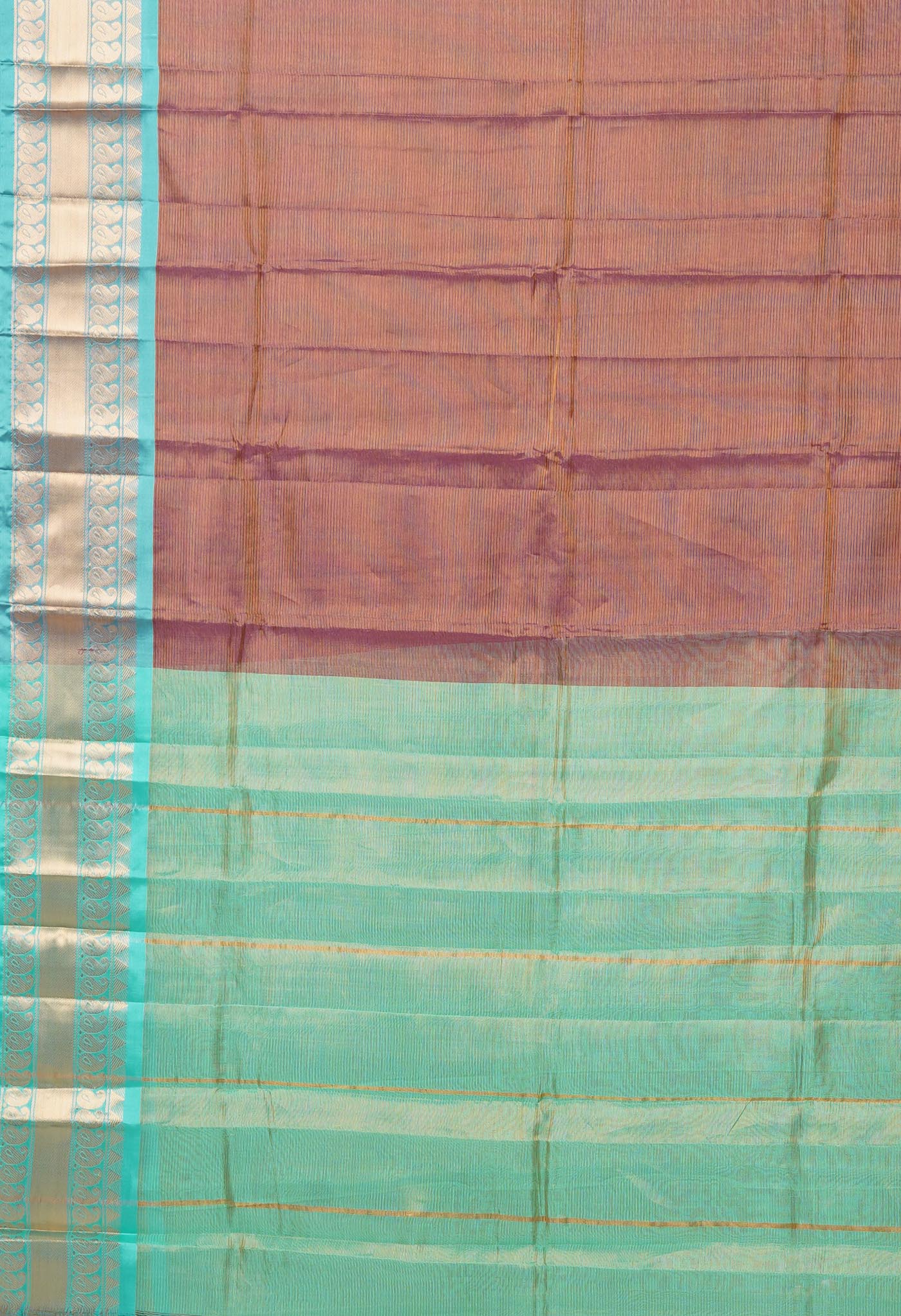 Purple-Green Pure Handloom Gadwal Soft Silk Saree-UNM80506