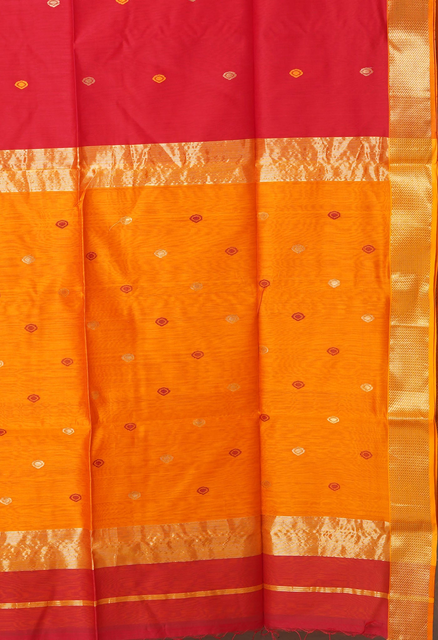 Red-Yellow Pure Handloom Maheshwari Sico Saree-UNM80512