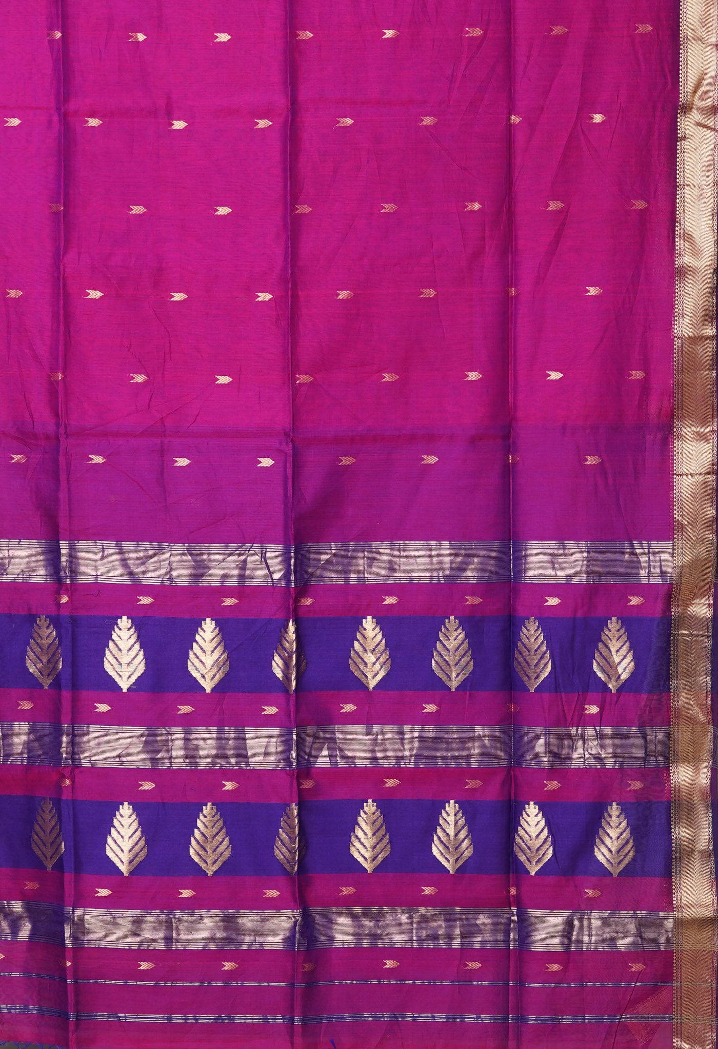 Violet-Dark Blue Pure Handloom Maheshwari Sico Saree-UNM80526