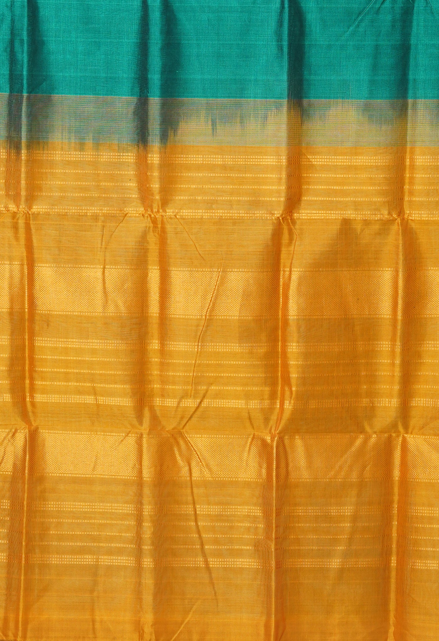 Turquoise Blue-Yellow Pure Handloom Assam Sico Saree-UNM80532