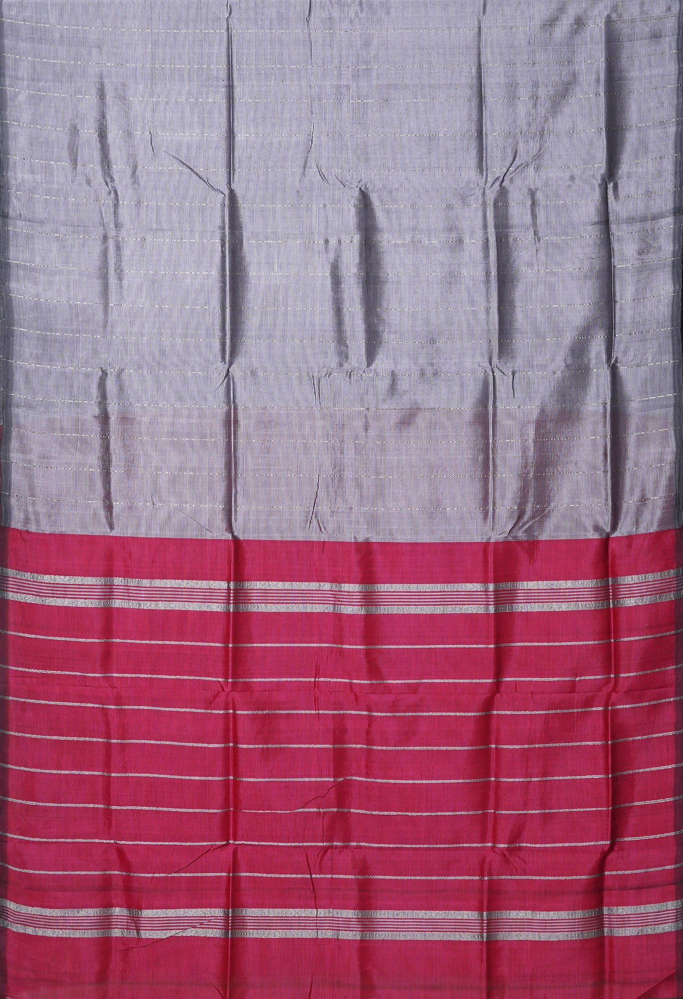 Grey-Pink Pure  Dyed Mangalgiri Soft Silk Saree-UNM80543