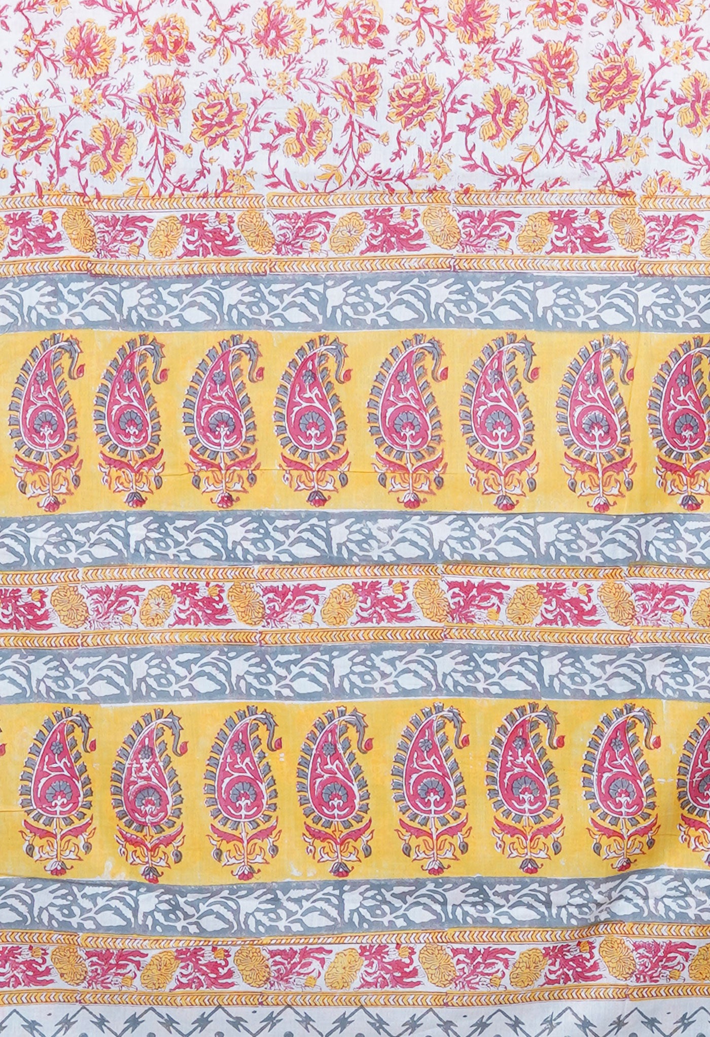 White Pure Block Printed Soft Cotton Saree-UNM80626