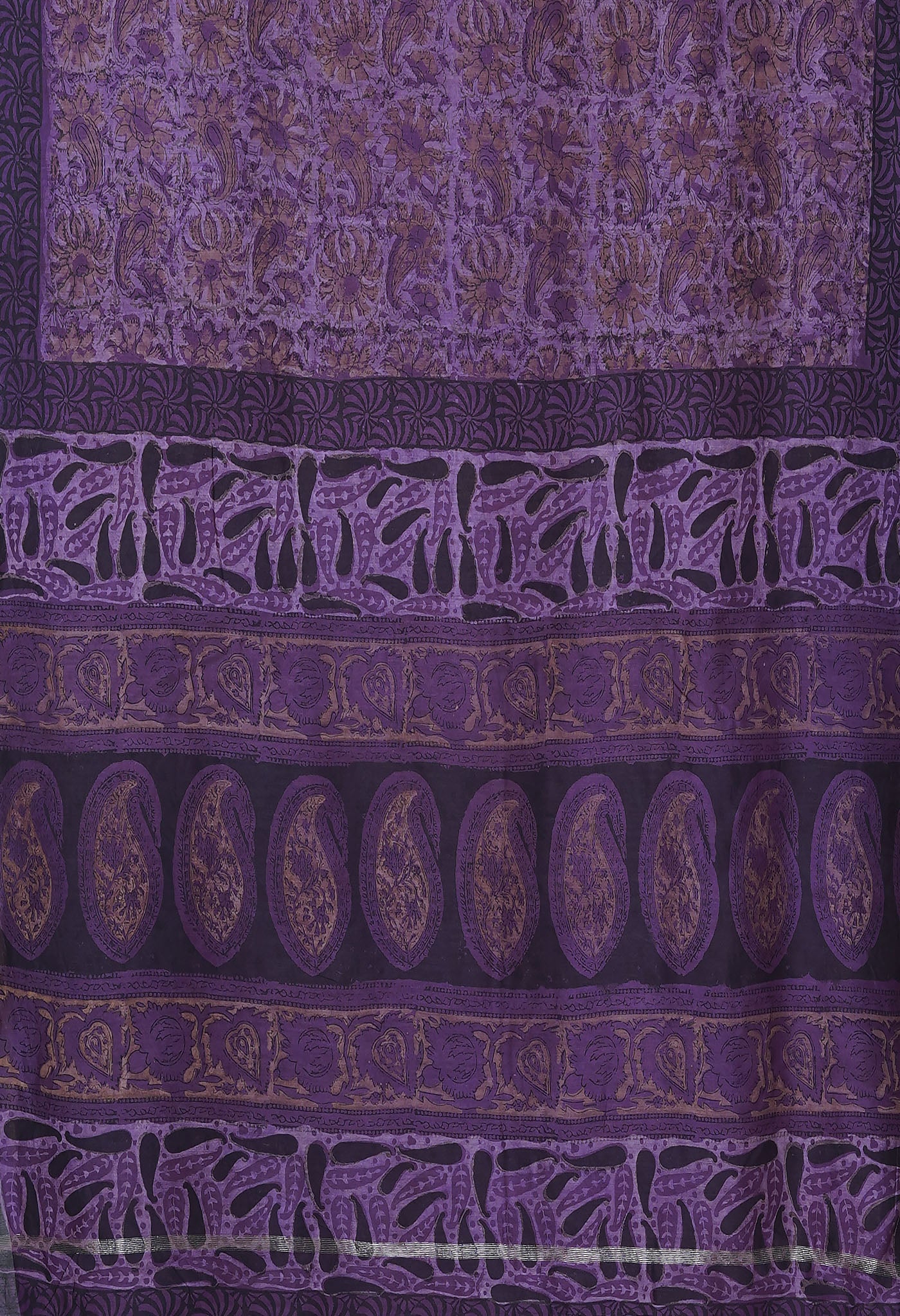 Violet Pure Vanaspathi Block Printed Chanderi Sico Saree-UNM80636