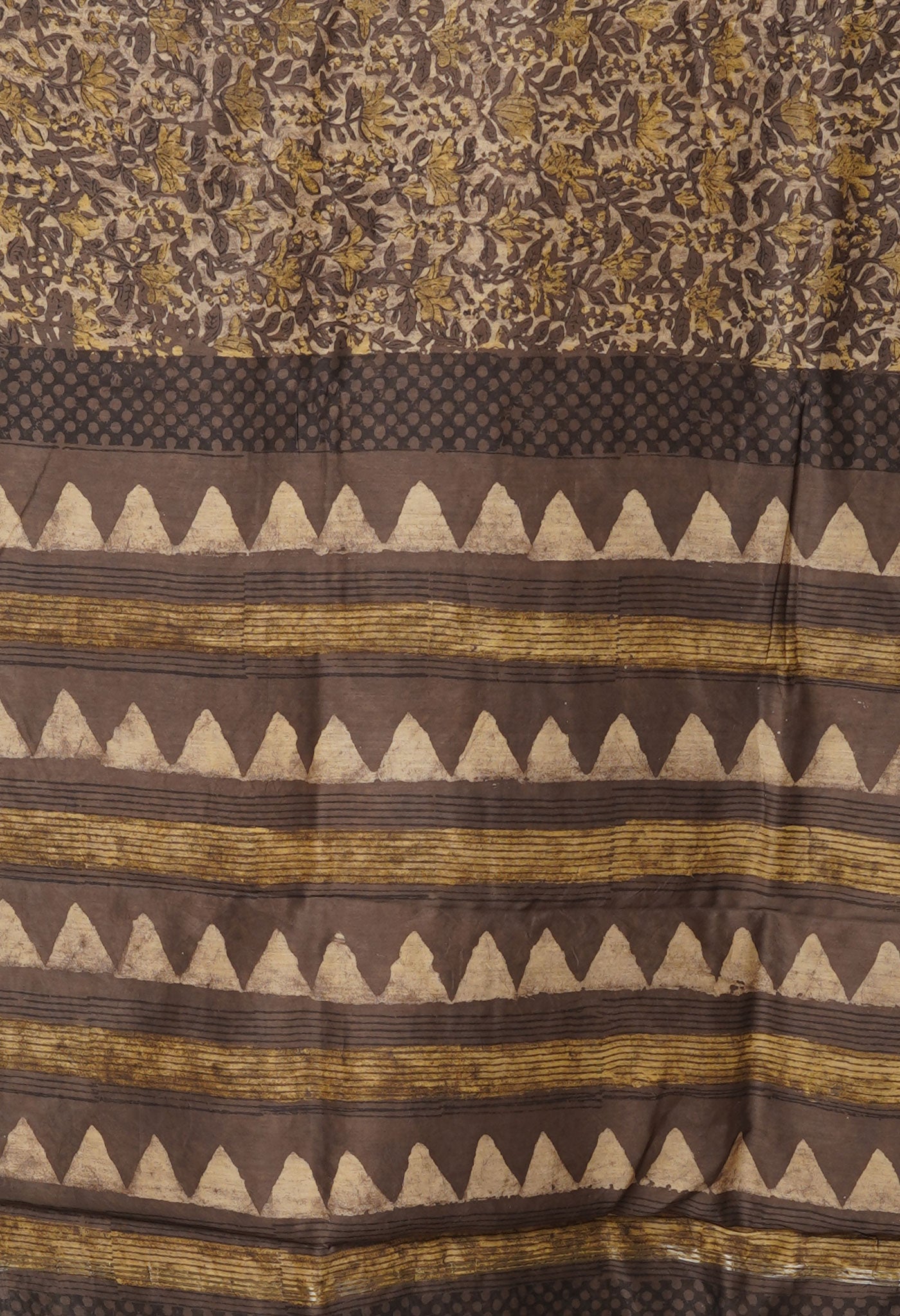 Brown Pure Vanaspathi Block Printed Chanderi Sico Saree-UNM80644