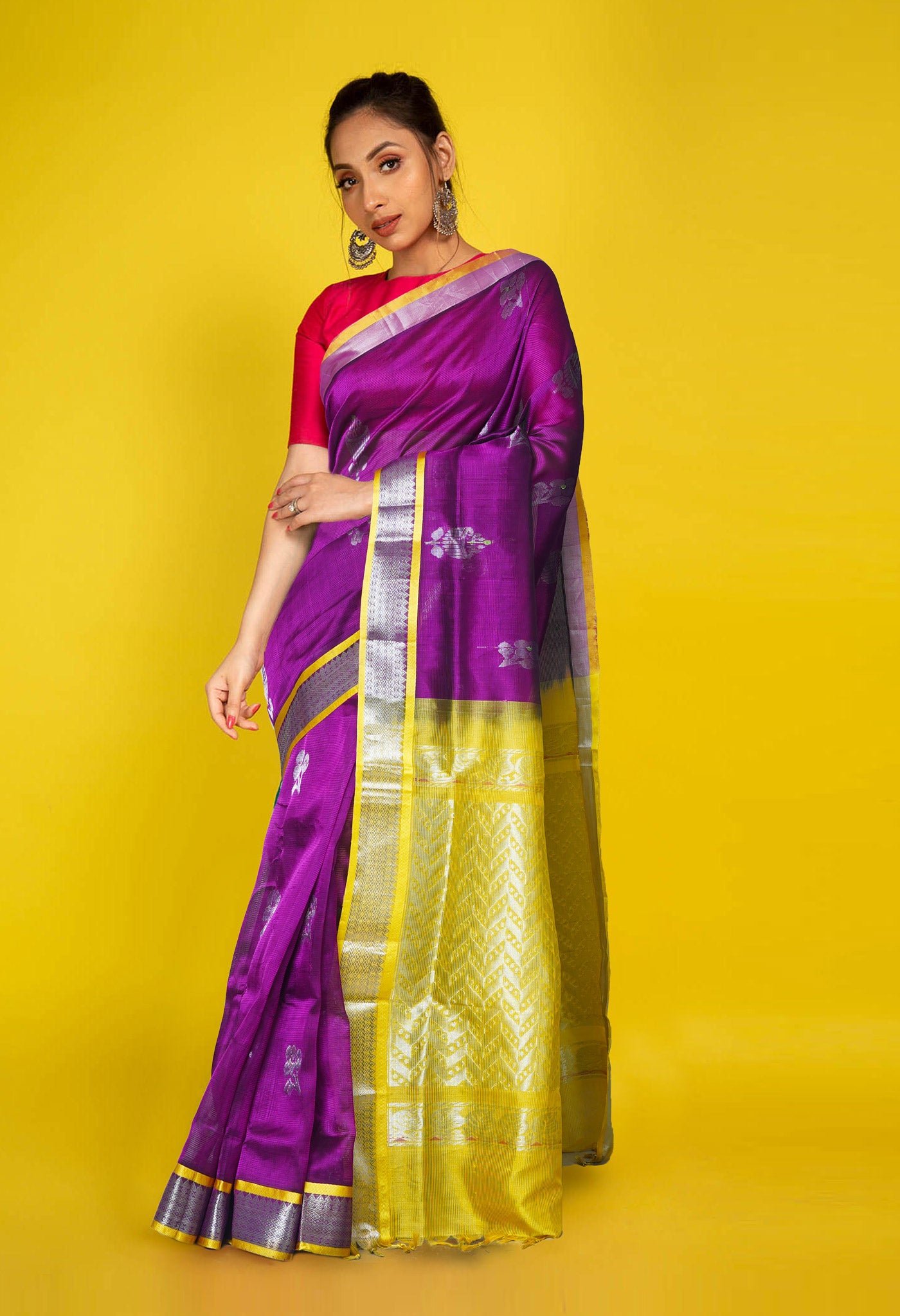 Purple Pure Handloom Assam Sico Saree-UNM80652