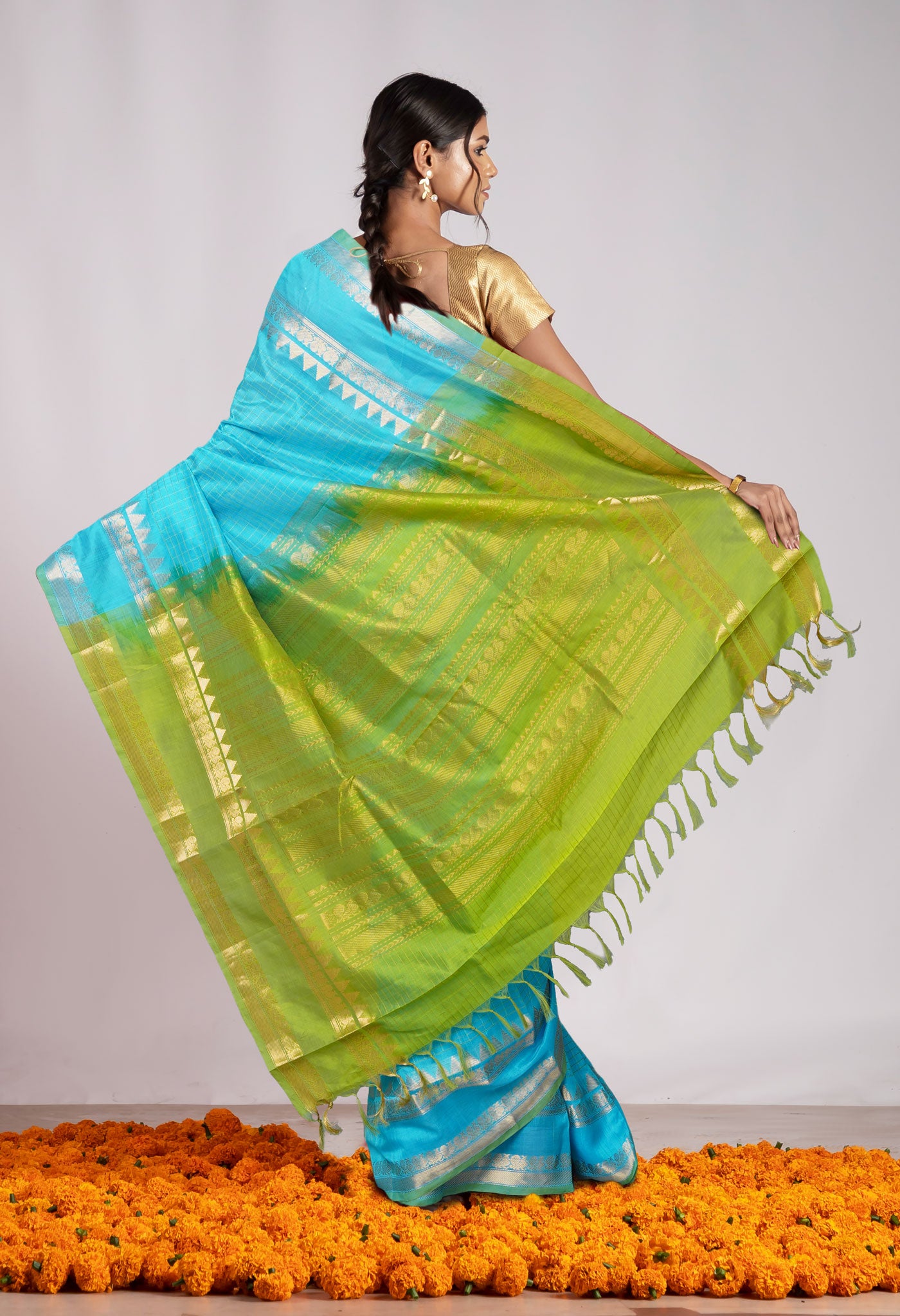 Blue Pure Assam Sico Saree-UNM80668